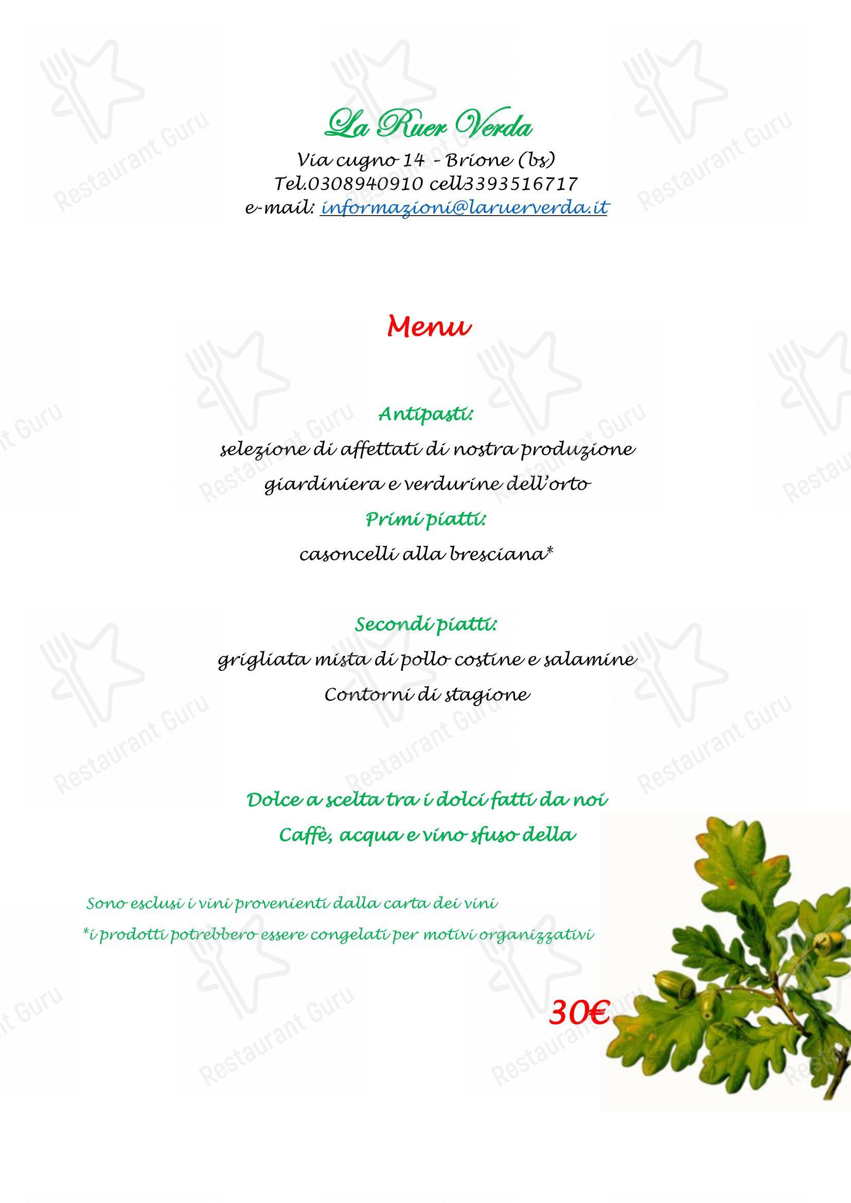 Menu per Agriturismo La Ruer Verda ristorante