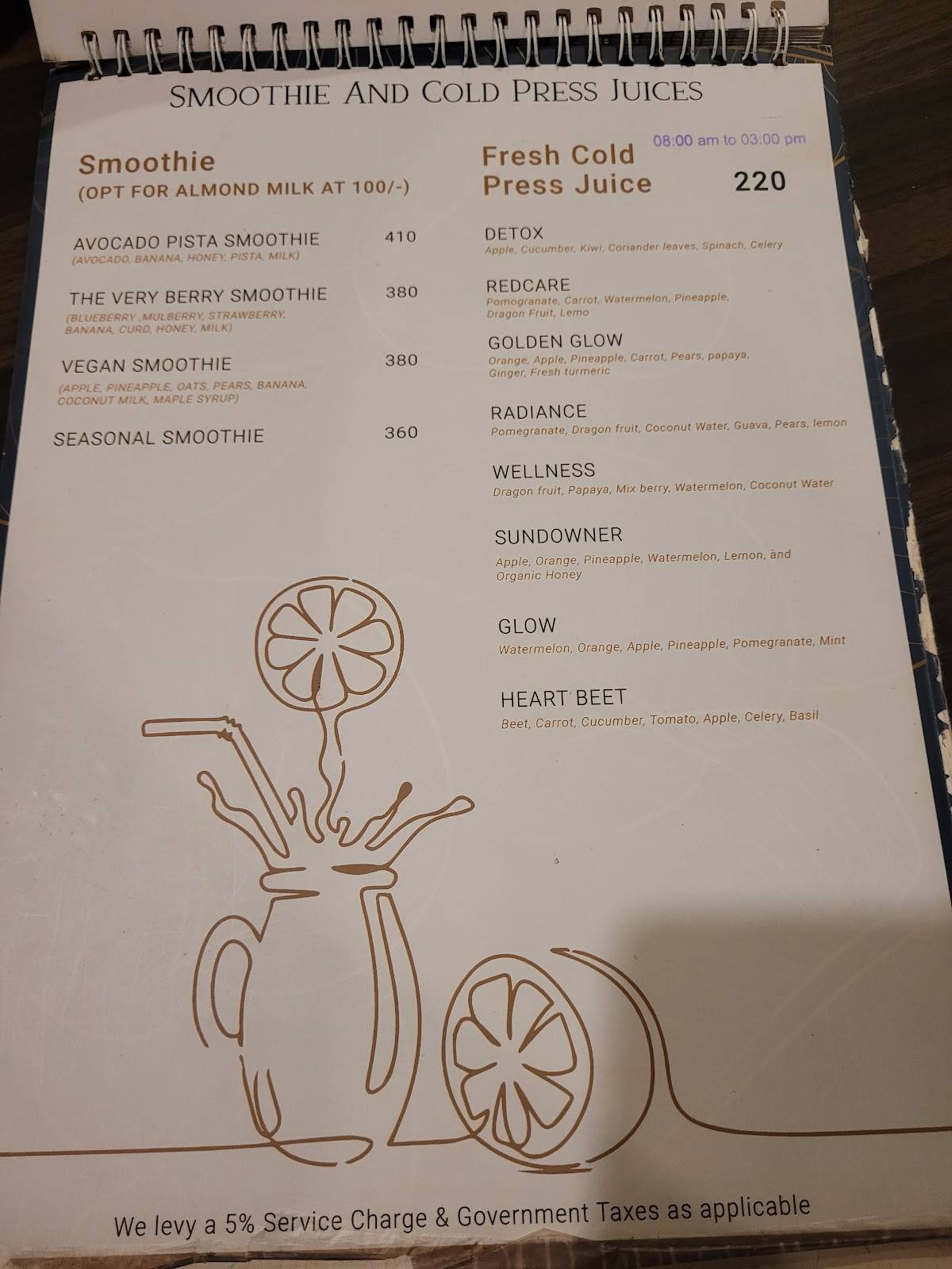 The Rustle Nest menu