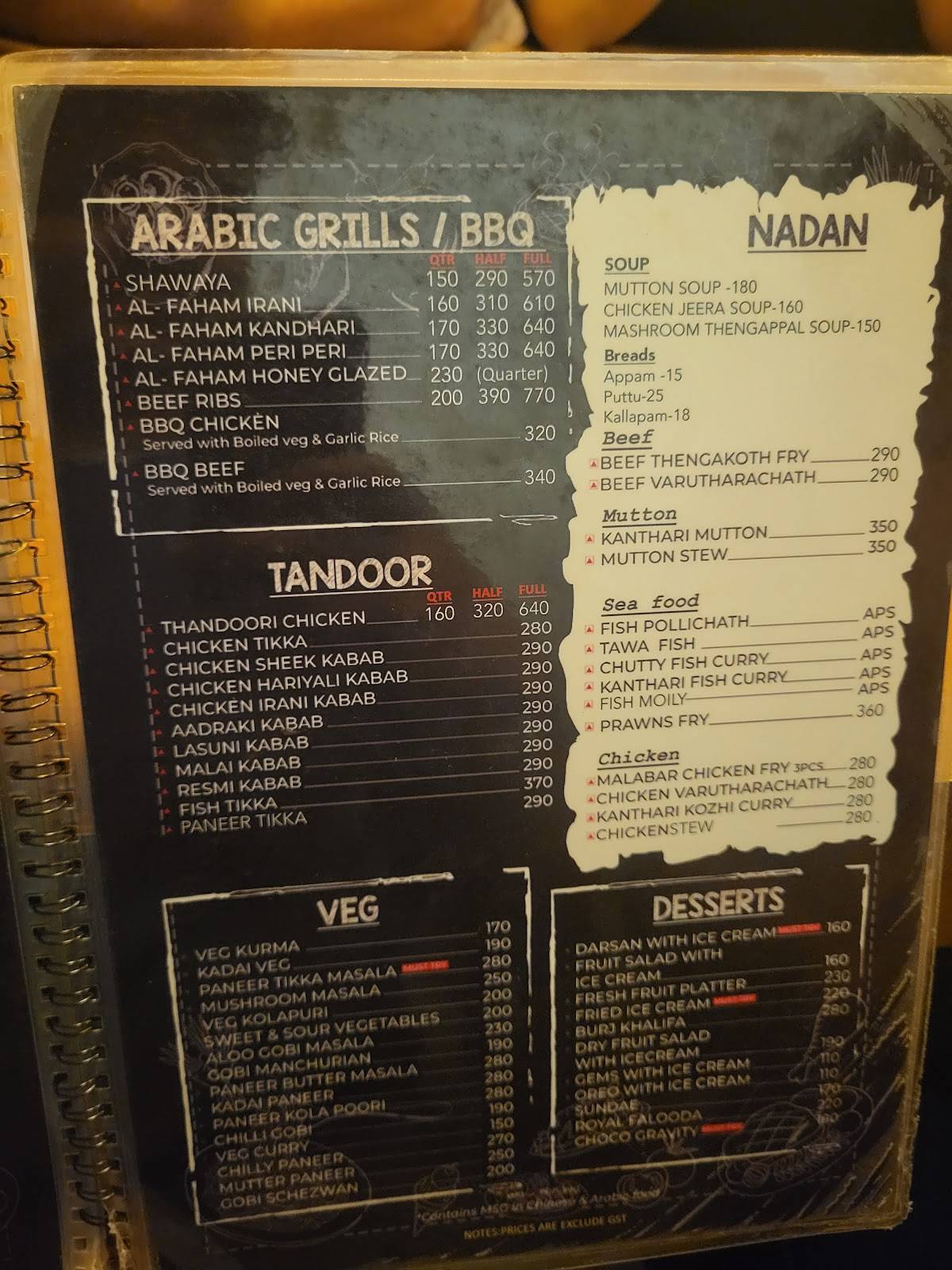 The Salt Restaurant Panampilly Nagar menu