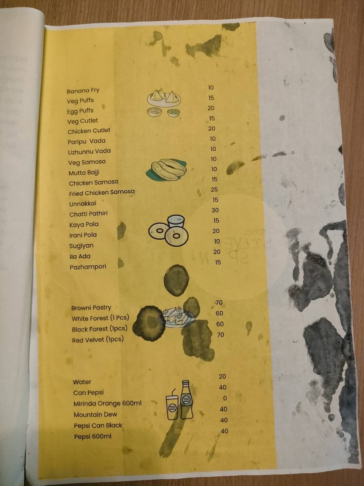 The Silver spoon menu