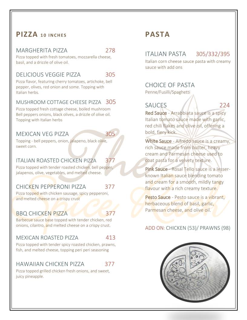 The Spice Rack menu