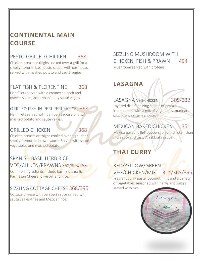 The Spice Rack menu