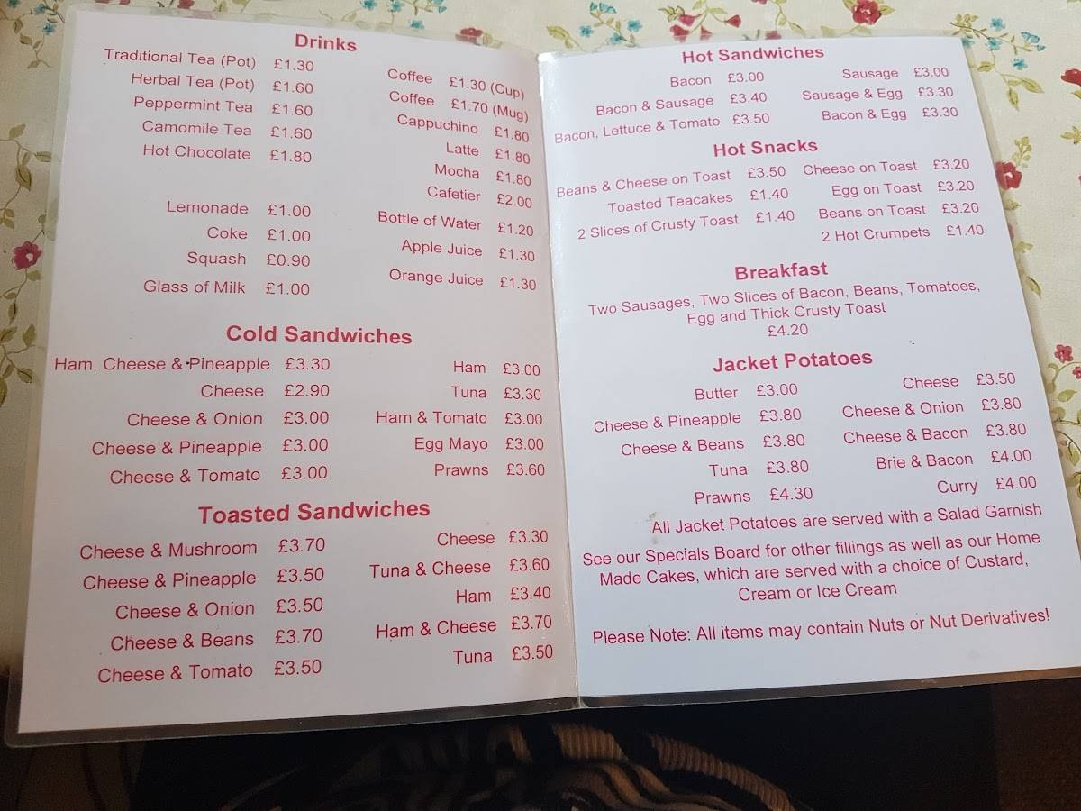 Menu at The Tea Cosy cafe, Lincoln, 10 The Green