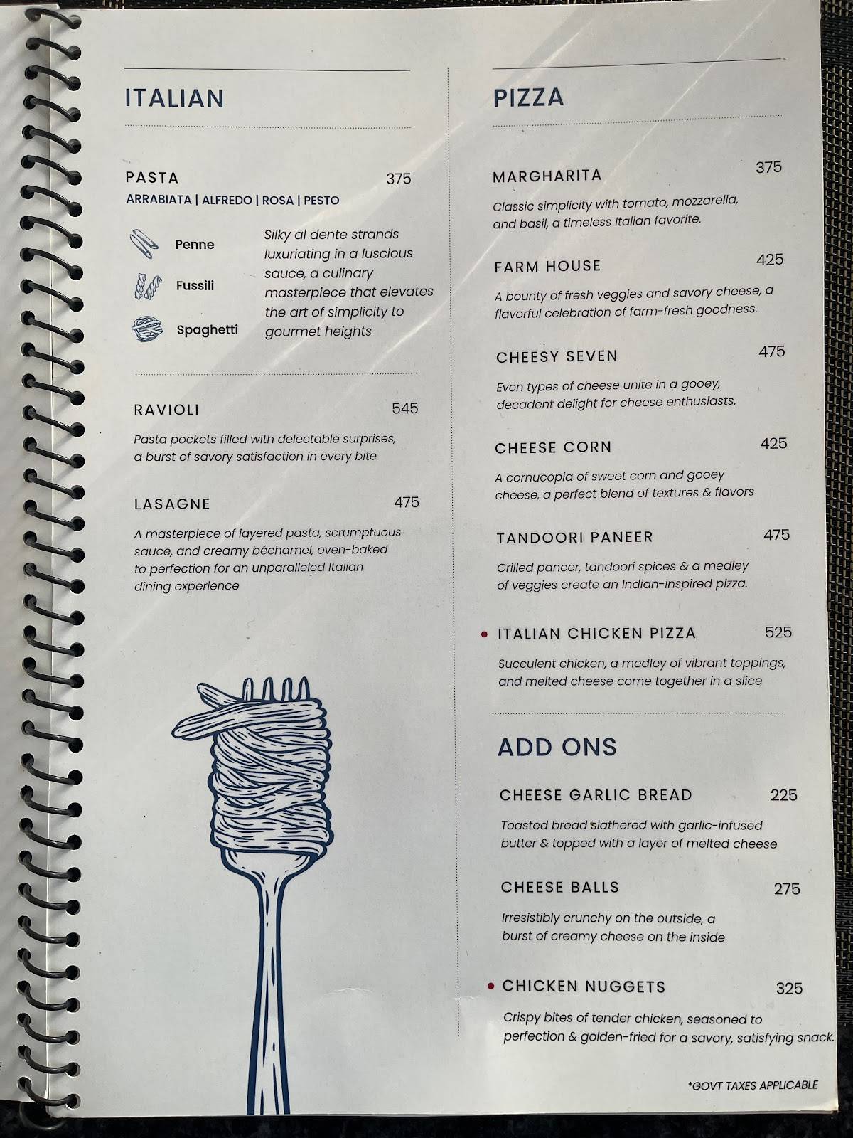 The Toast House menu