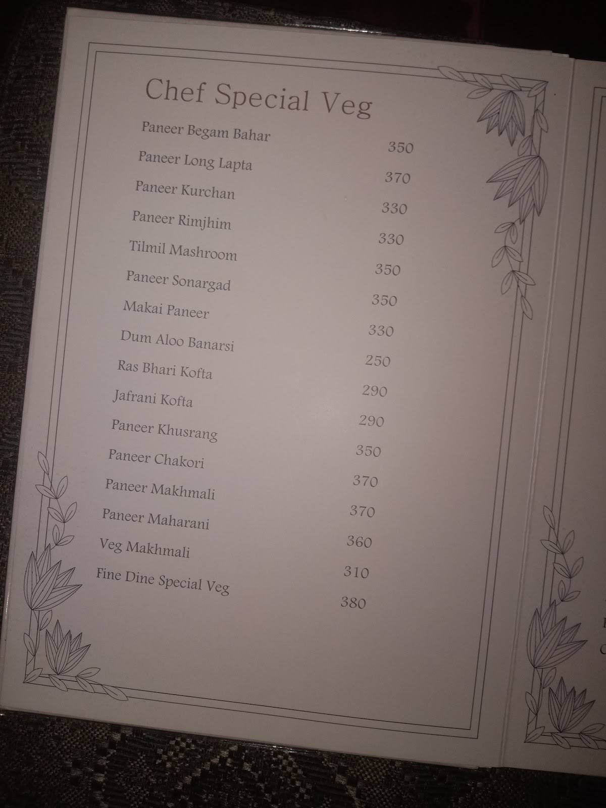The ViVaan Hotel & Restaurant menu