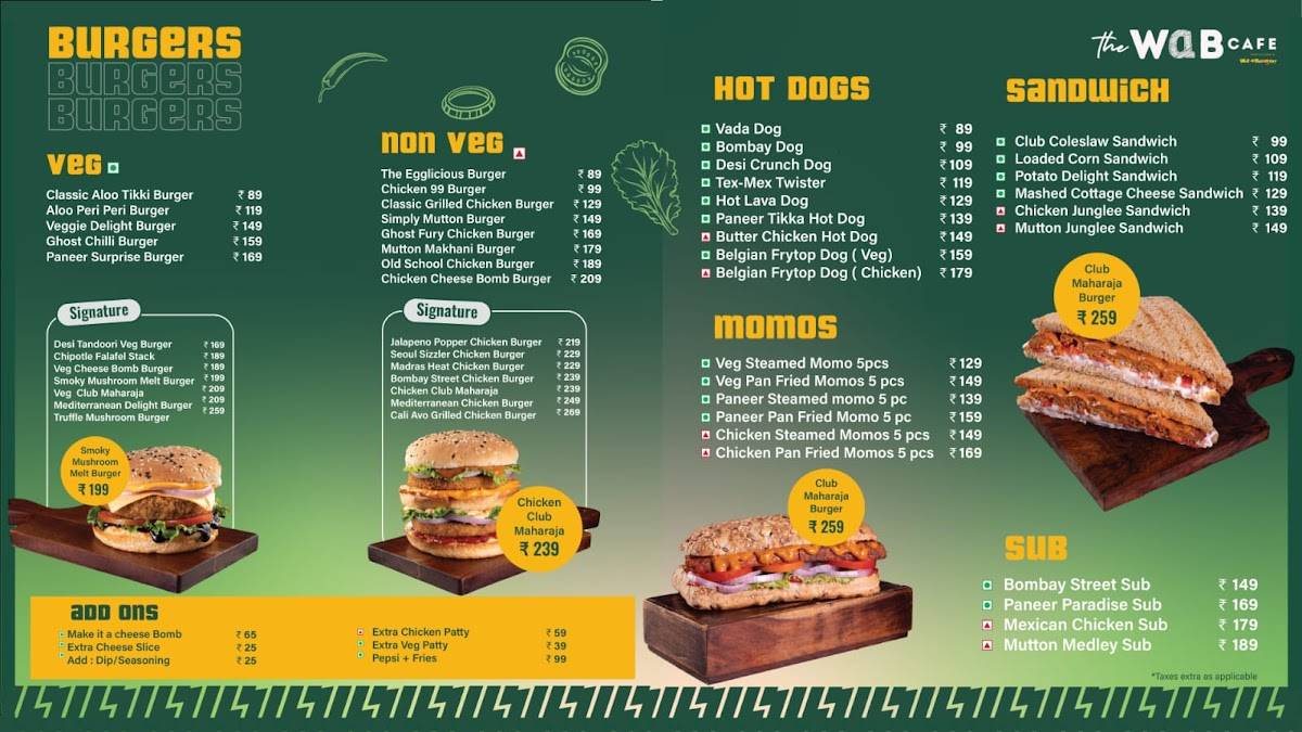 WaB Cafe Sector 18 Noida menu