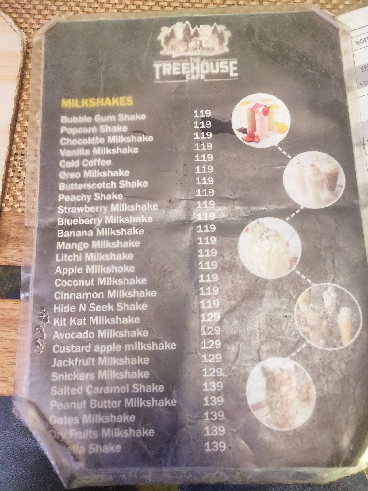 The treehouse Cafe menu