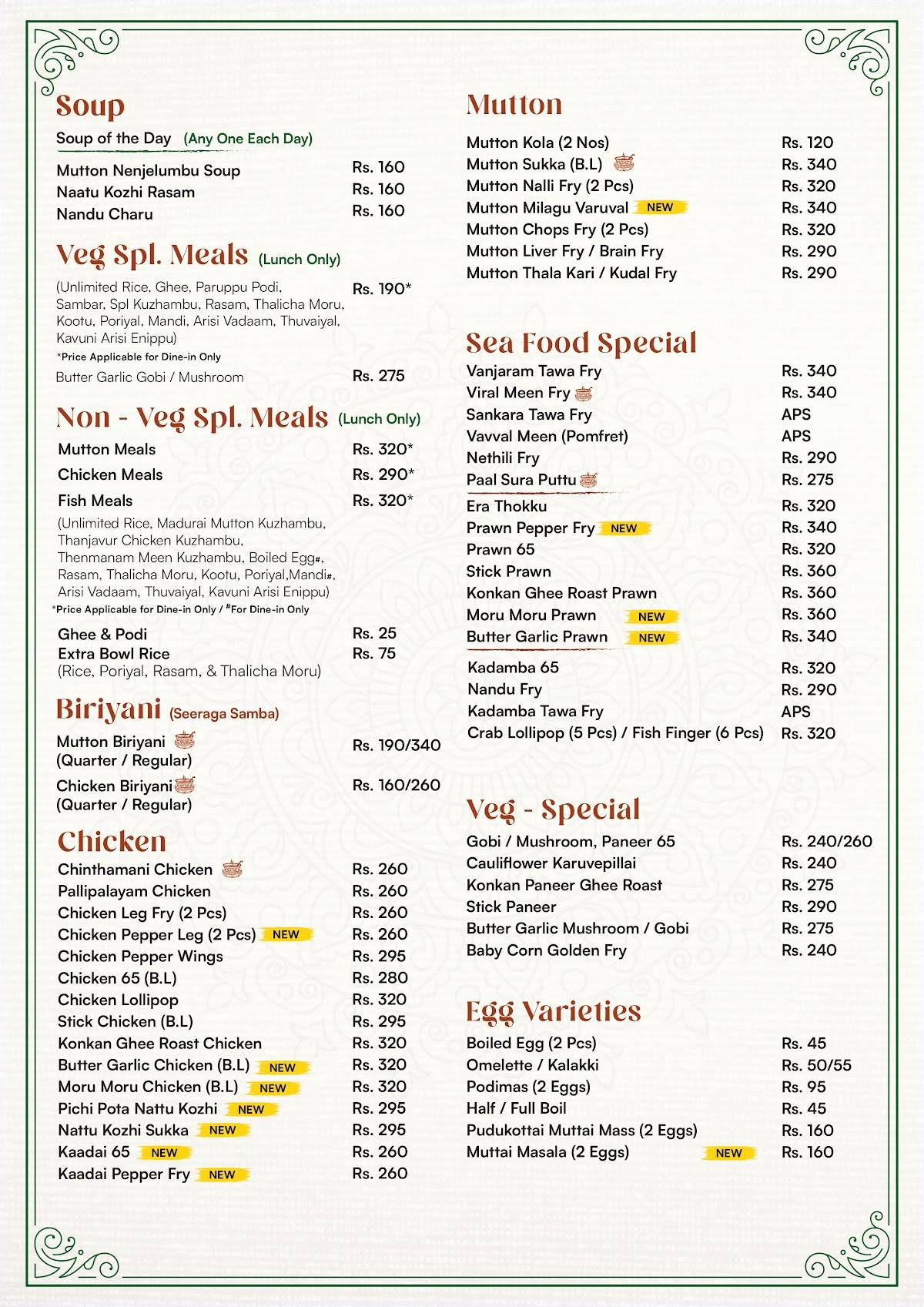Thenmanam Restaurant Anna Nagar menu