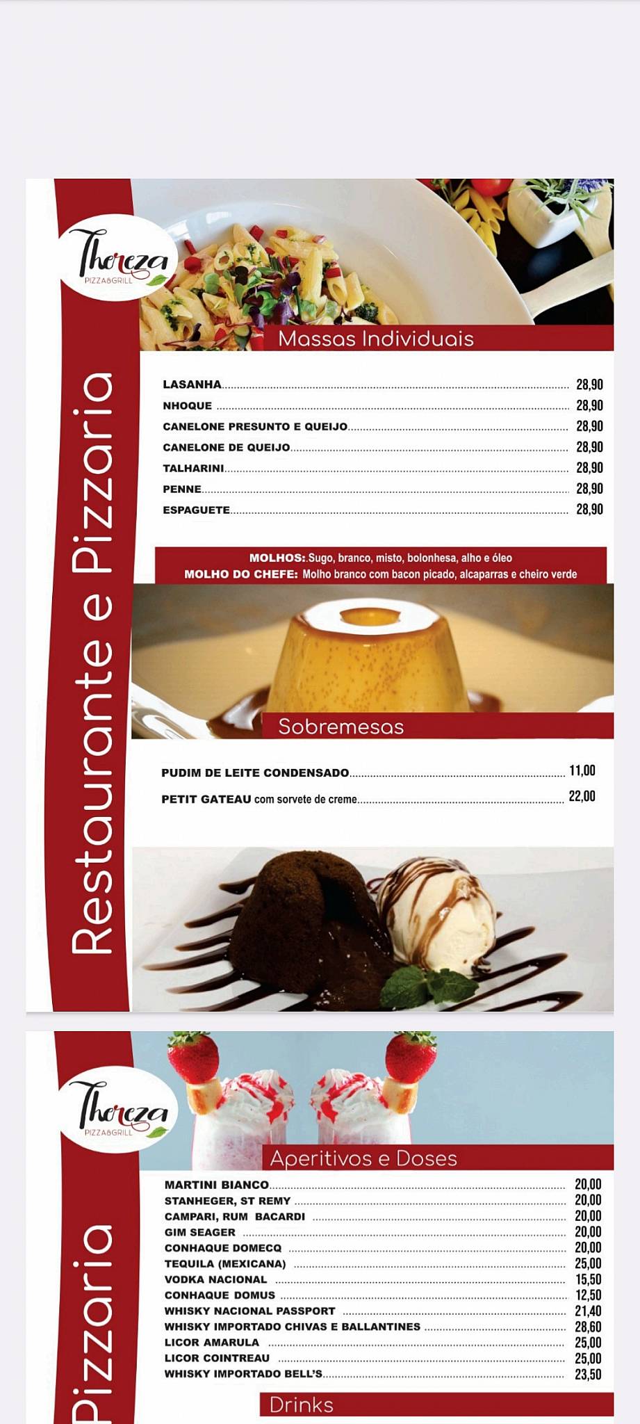 Thereza Pizza & Grill cardápio
