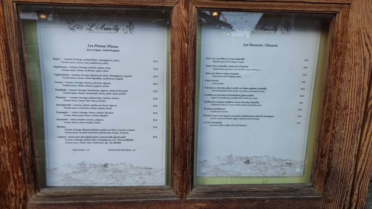 Menu de L'Armailly