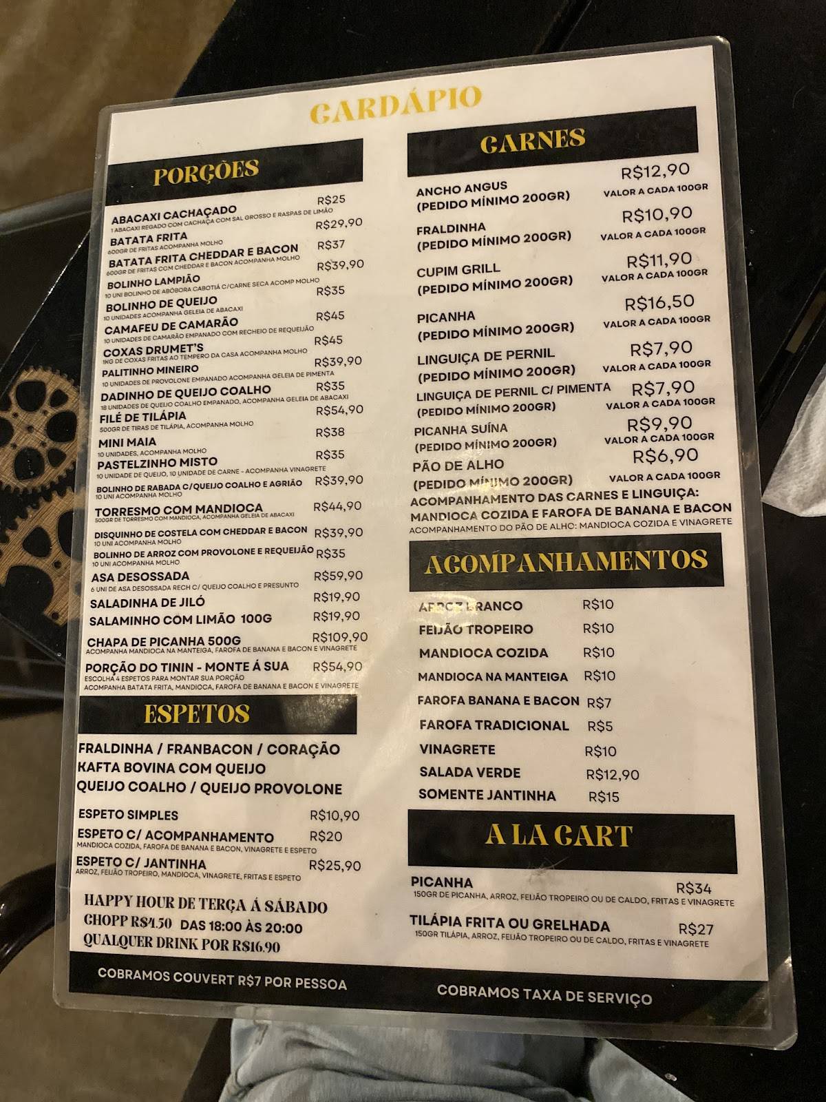 Tinin's Espetaria e Bar cardápio