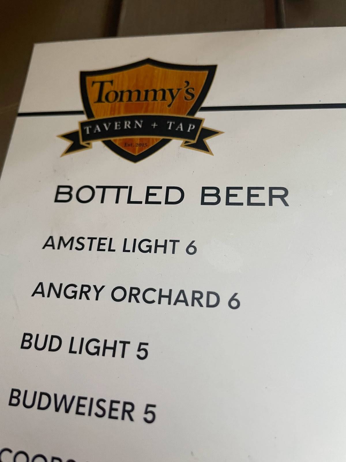 Menu at tommys tavern tap pub bar clifton
