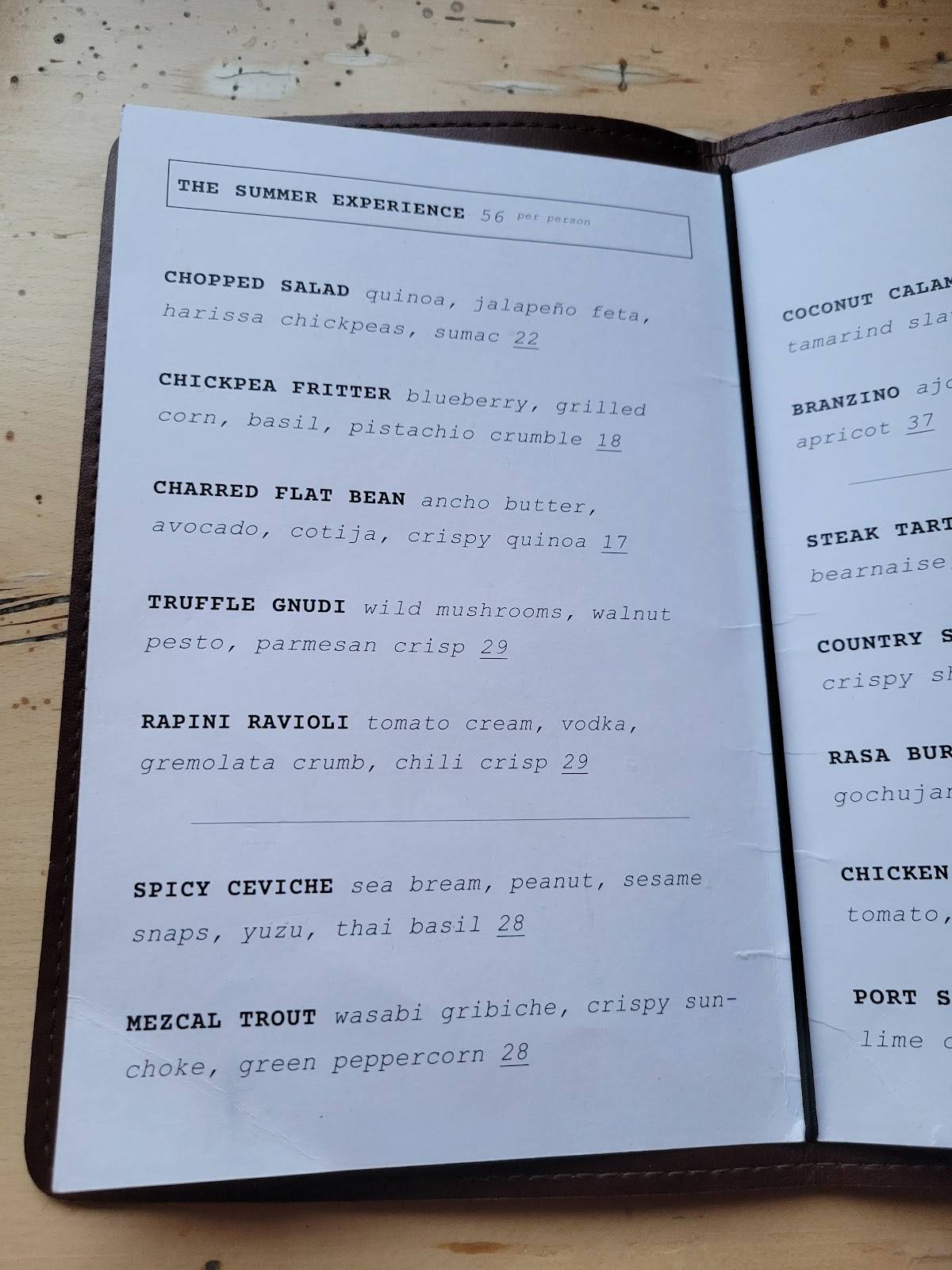 Menu de RASA