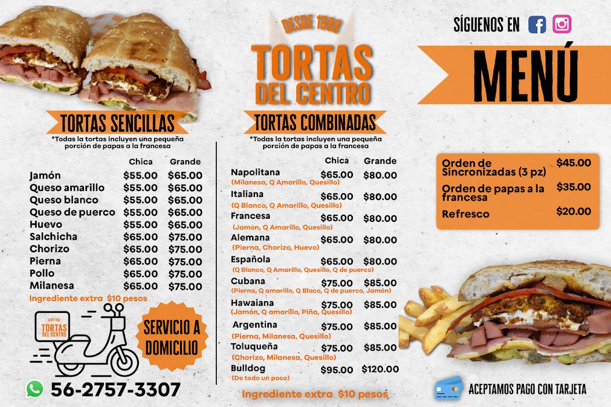 Carta Del Restaurante Tortas Del Centro Naucalpan Naucalpan Del Ju Rez