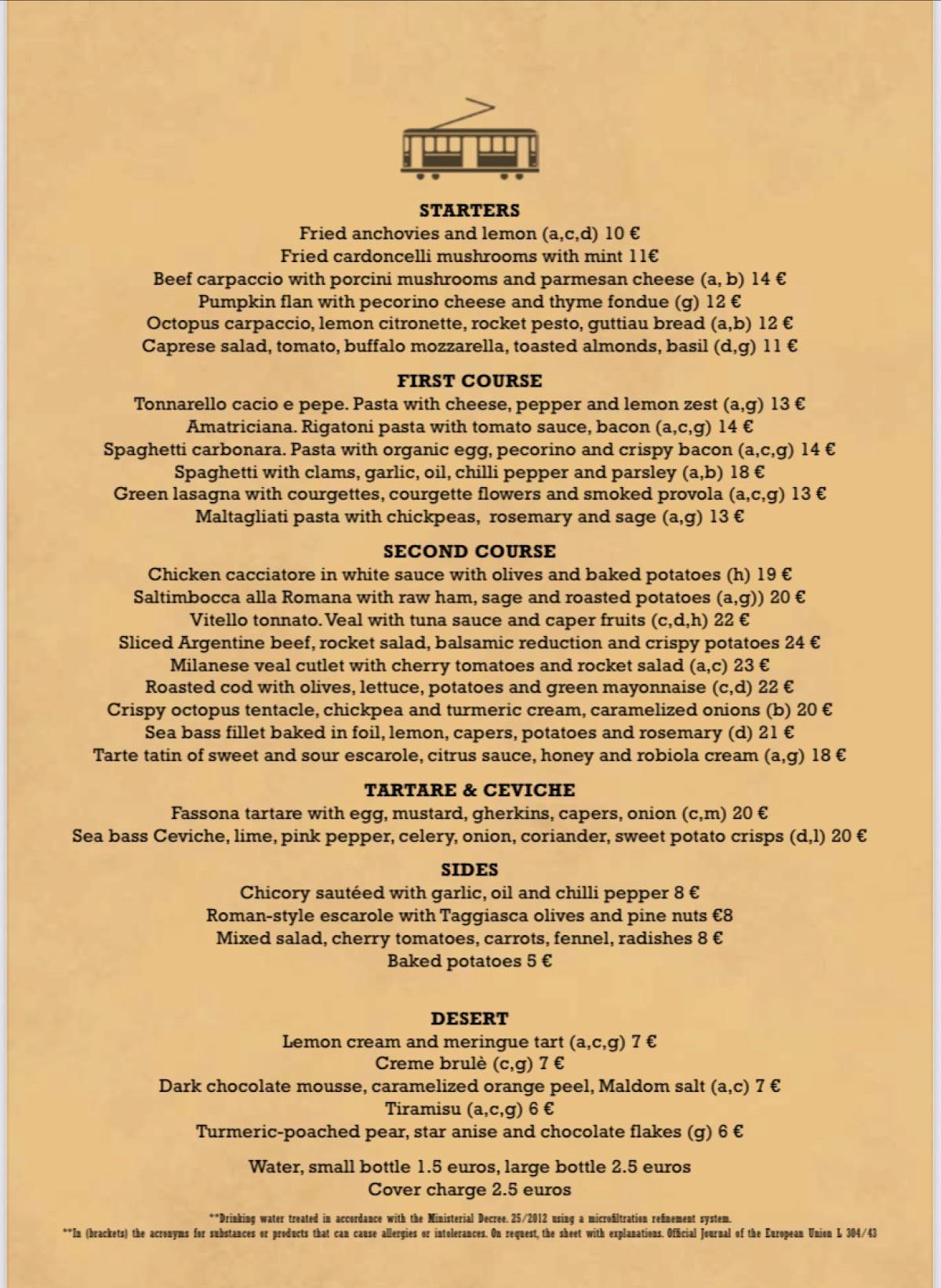 Menu di Tram Tram 