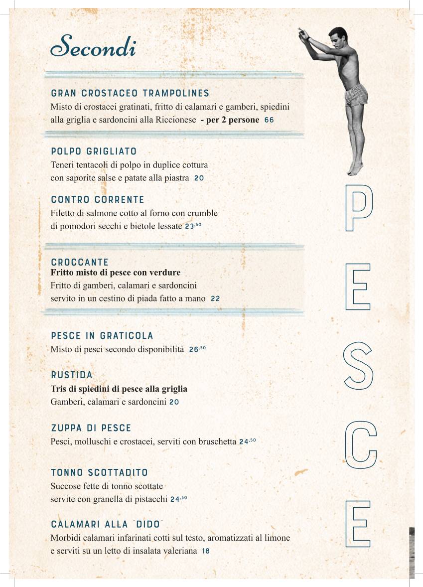 Menu di Trampolines Cucina di mare, ristoratori dal 1963 