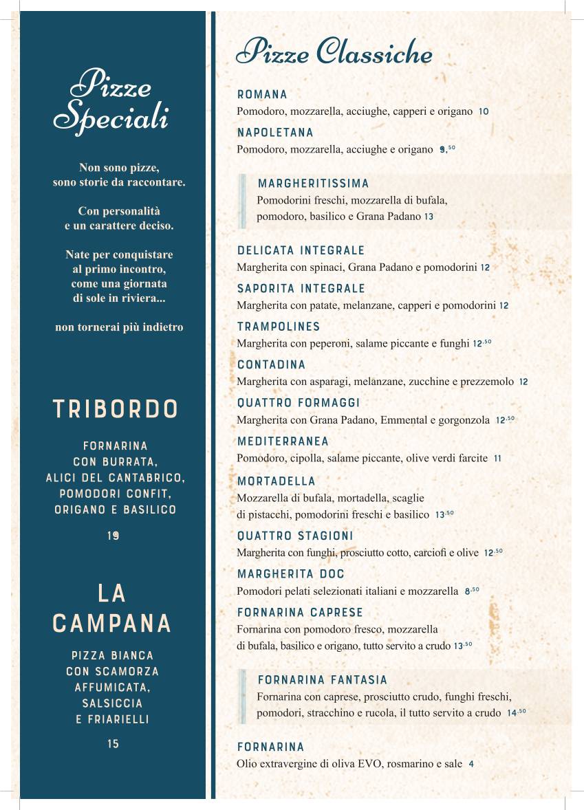 Menu di Trampolines Cucina di mare, ristoratori dal 1963 