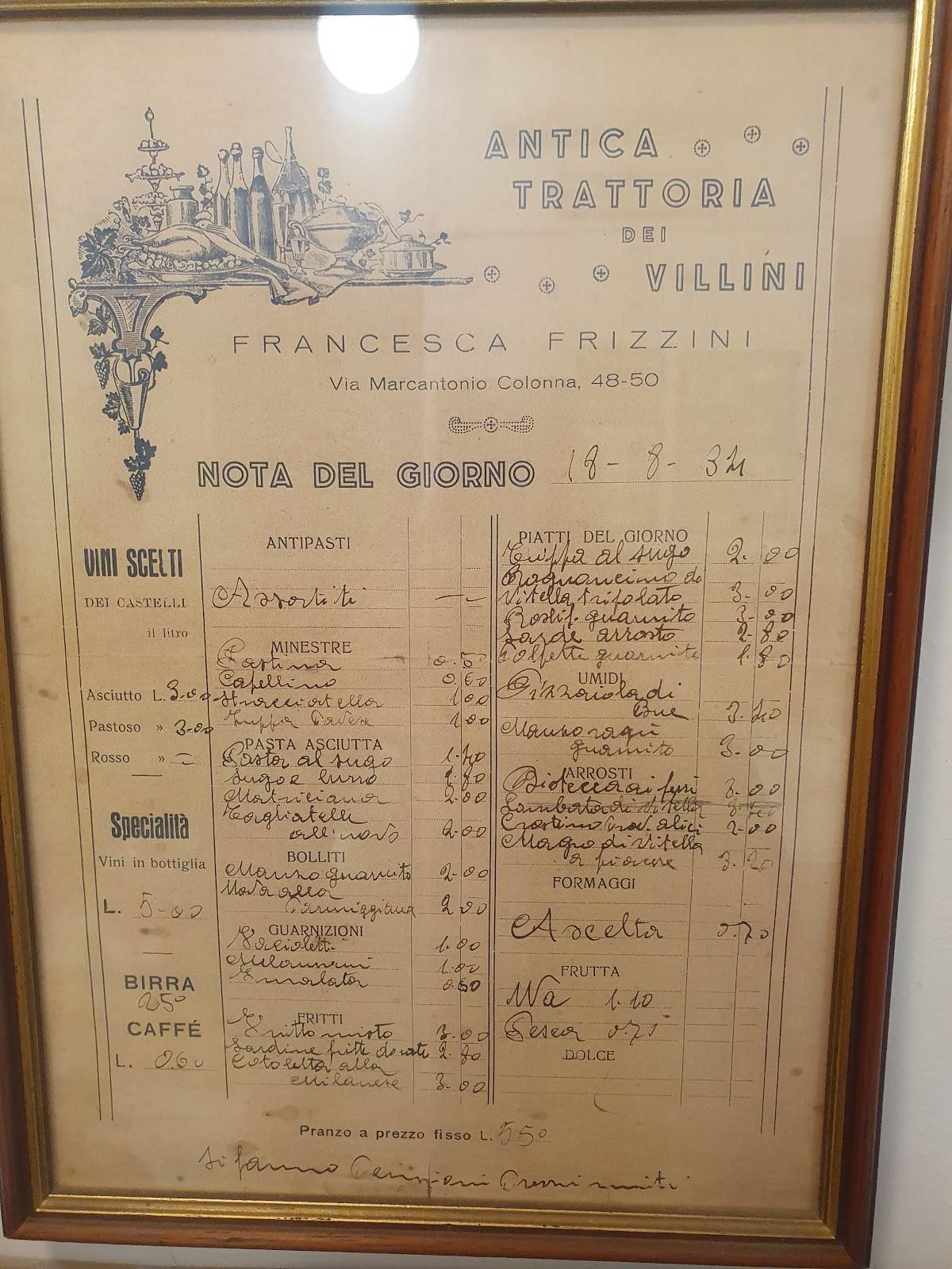 Menu di Trattoria Ai Villini 