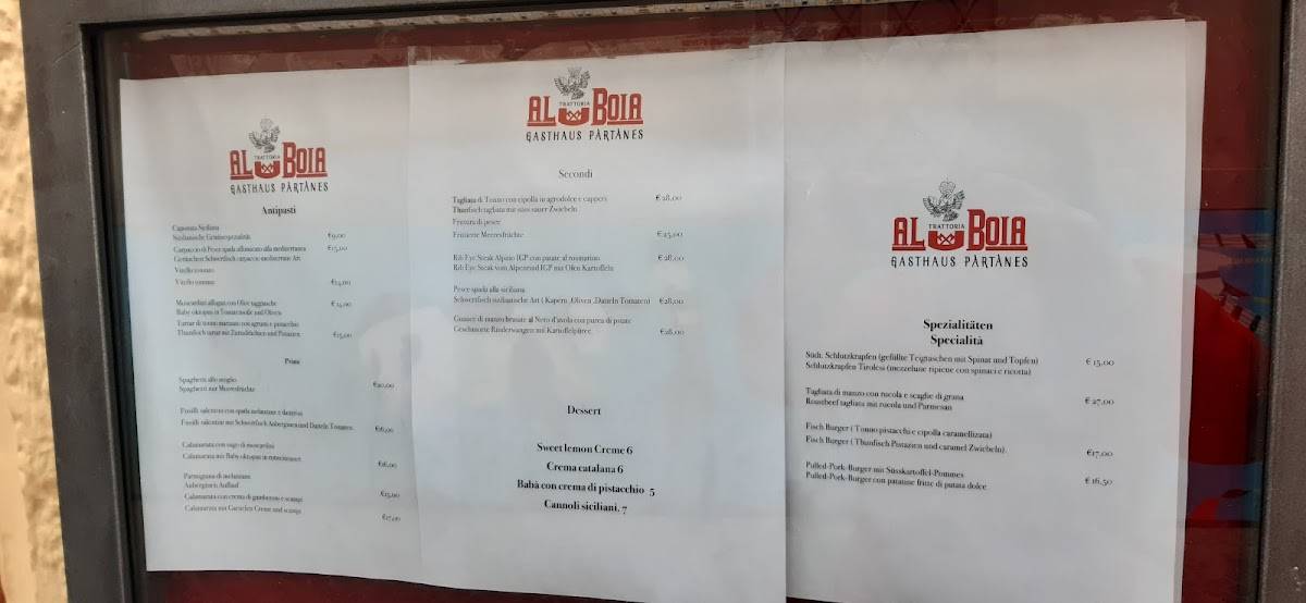 Menu di Trattoria al Boia Henkerhaus 