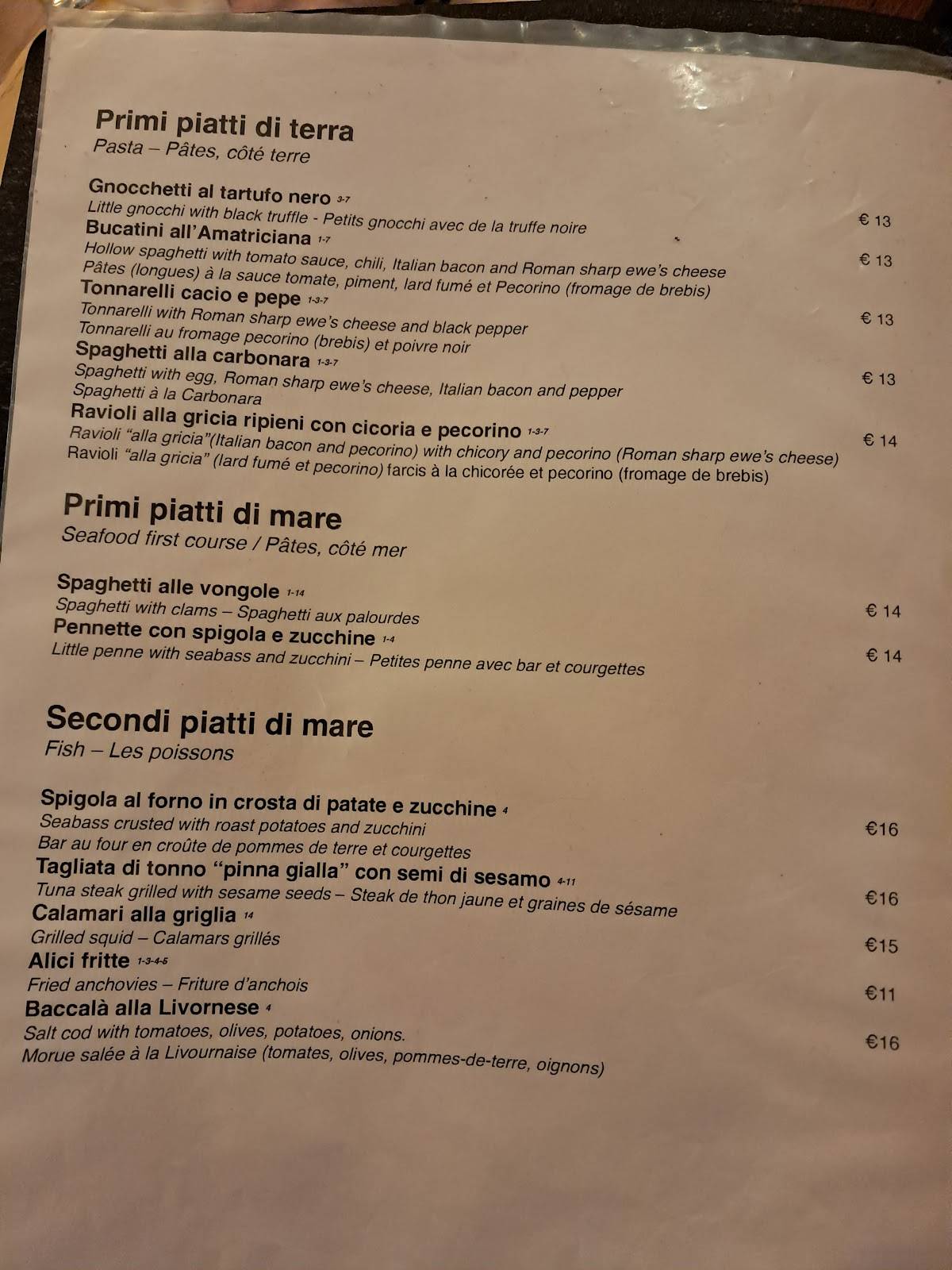 Menu di Trattoria Al Gran Sasso 