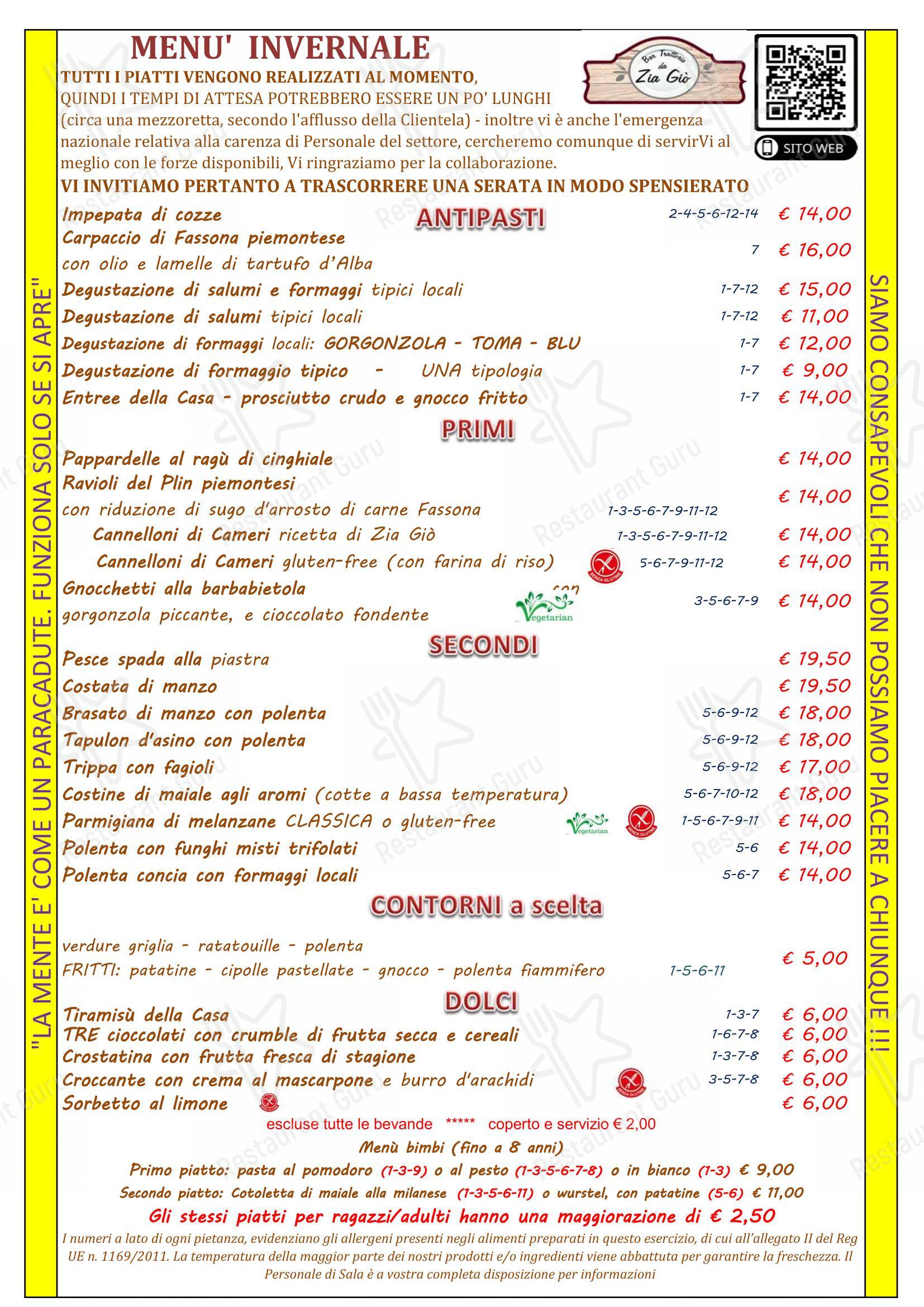 Trattoria Da Zia Giò in Cameri - Menu