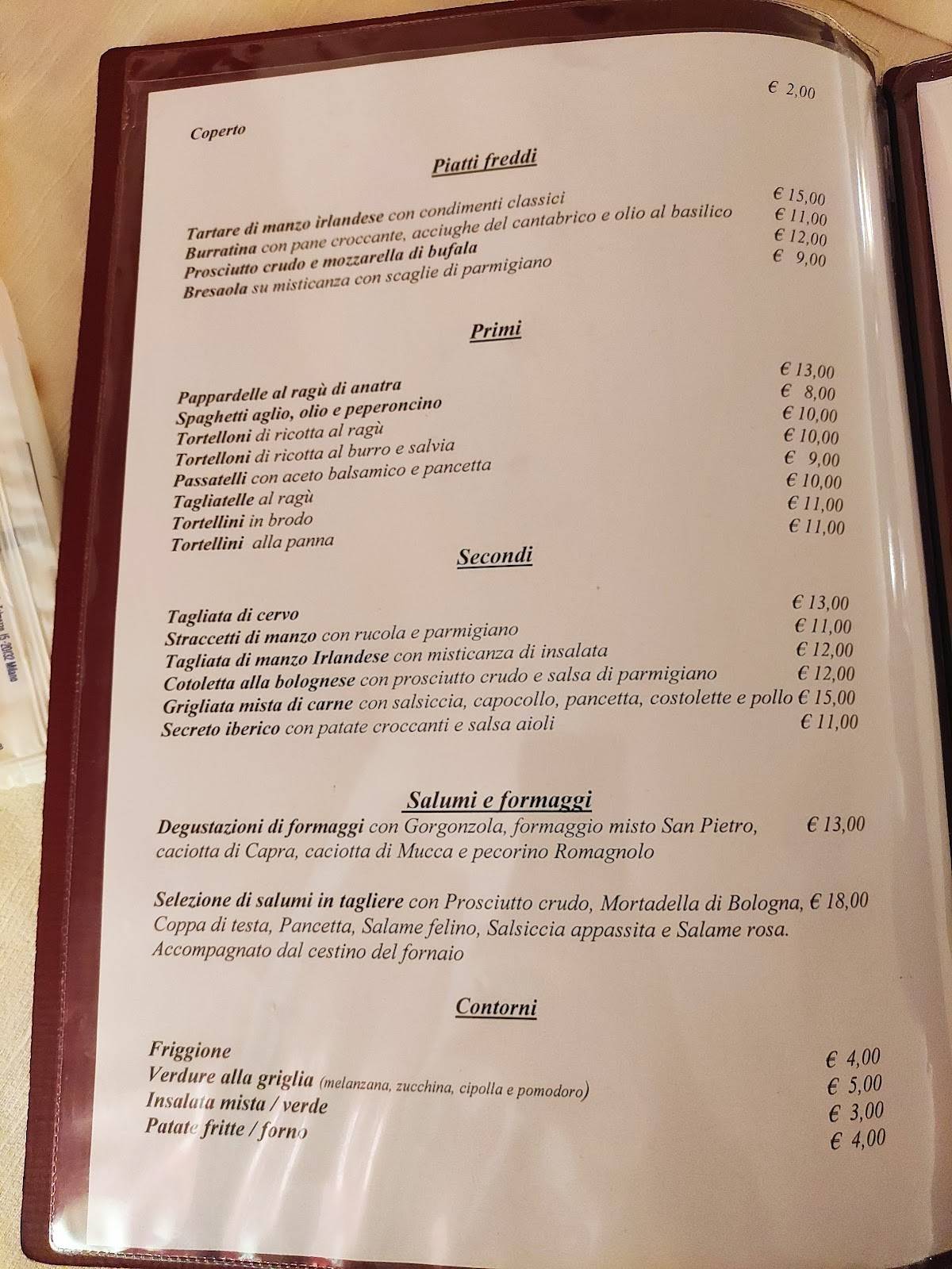 Menu di Trattoria Dal Piccolo 