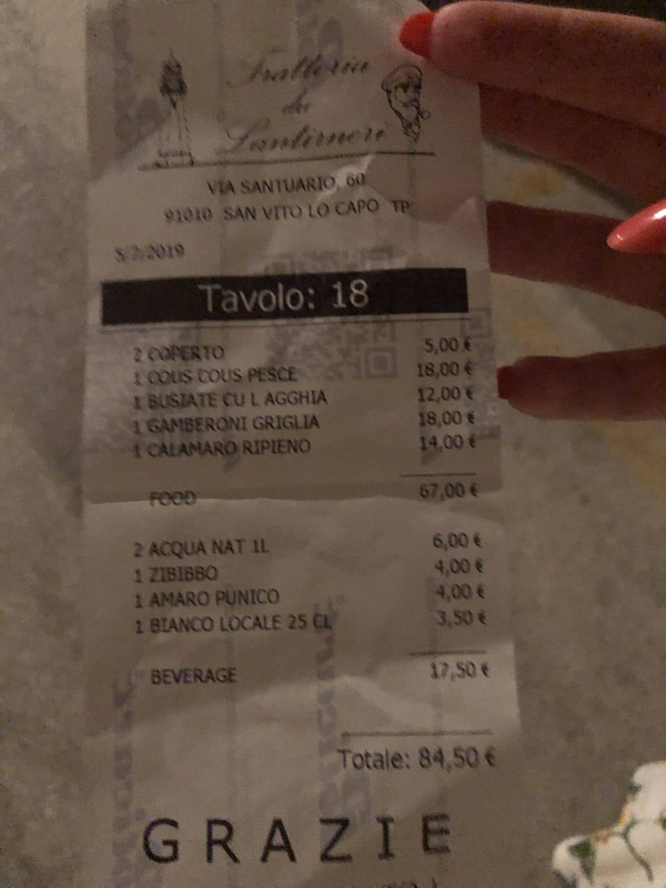 Menu di Trattoria Du Lantirneri 