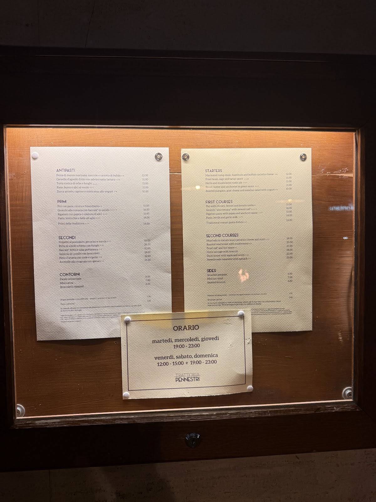 Menu di Trattoria Pennestri 