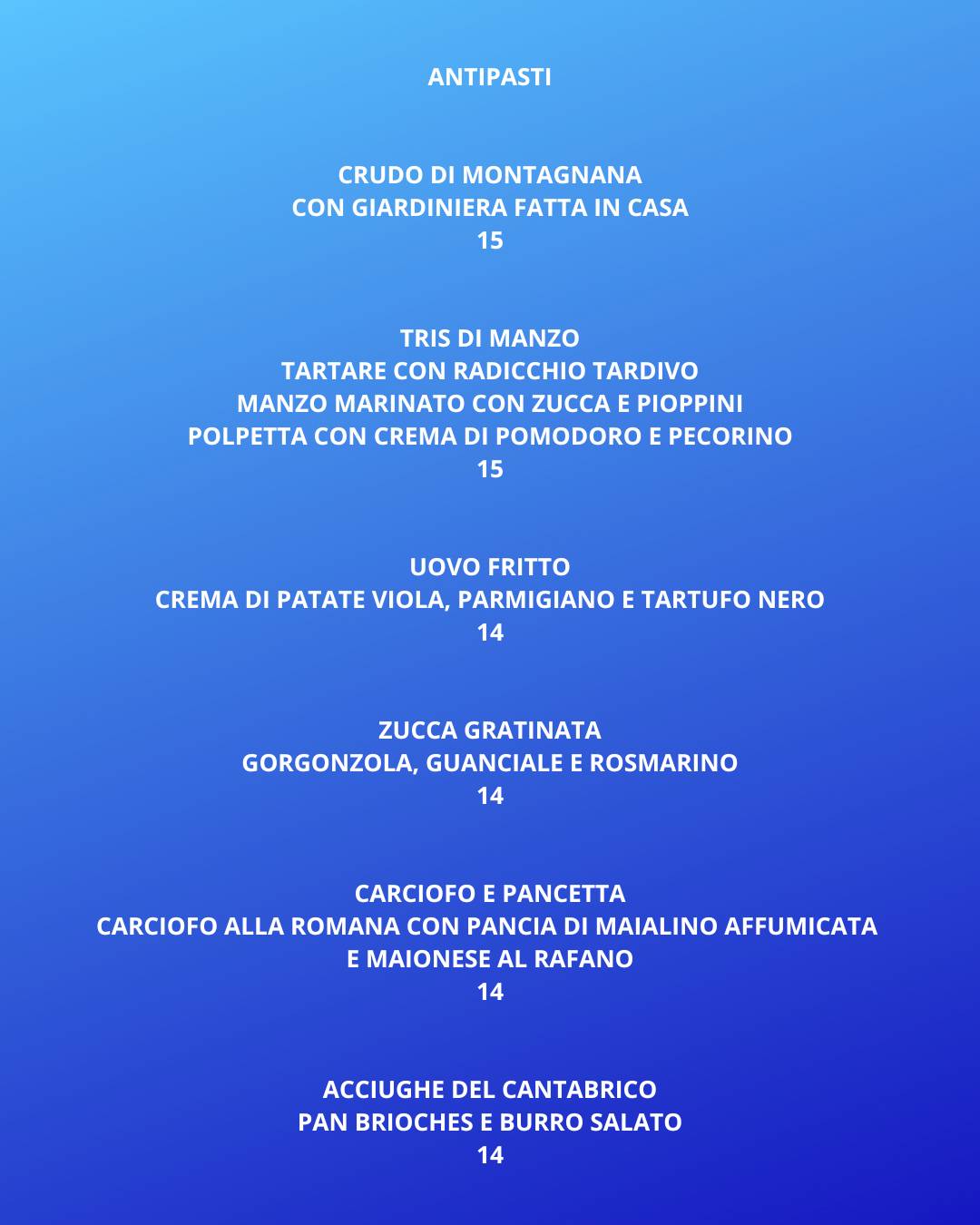 Menu di Trattoria Rocchetti 