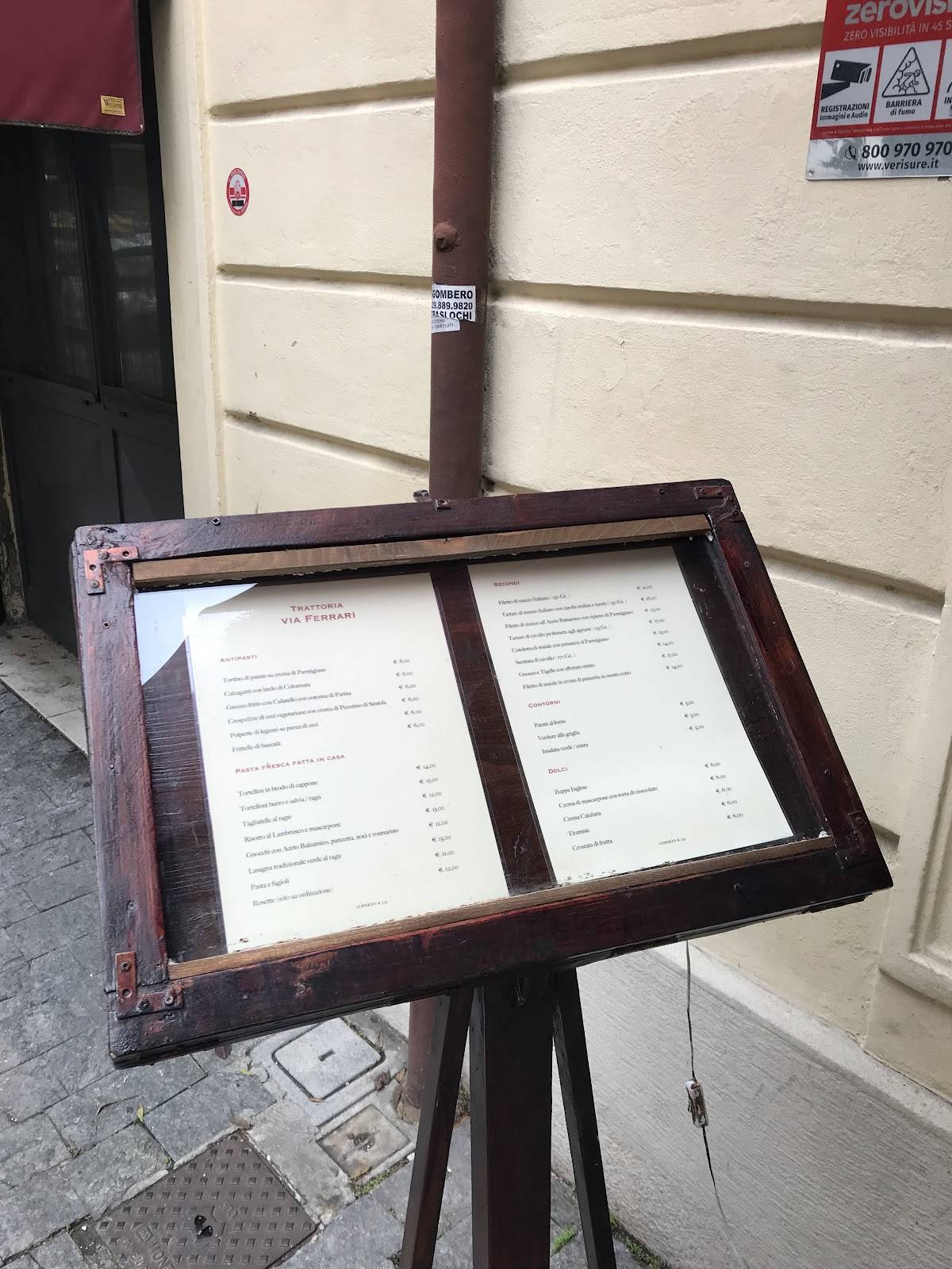 Menu di Trattoria Via Ferrari 