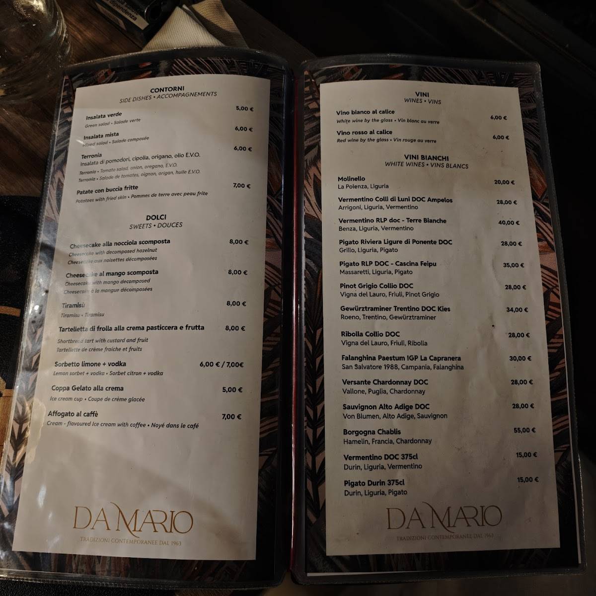 Menu di Trattoria da Mario 
