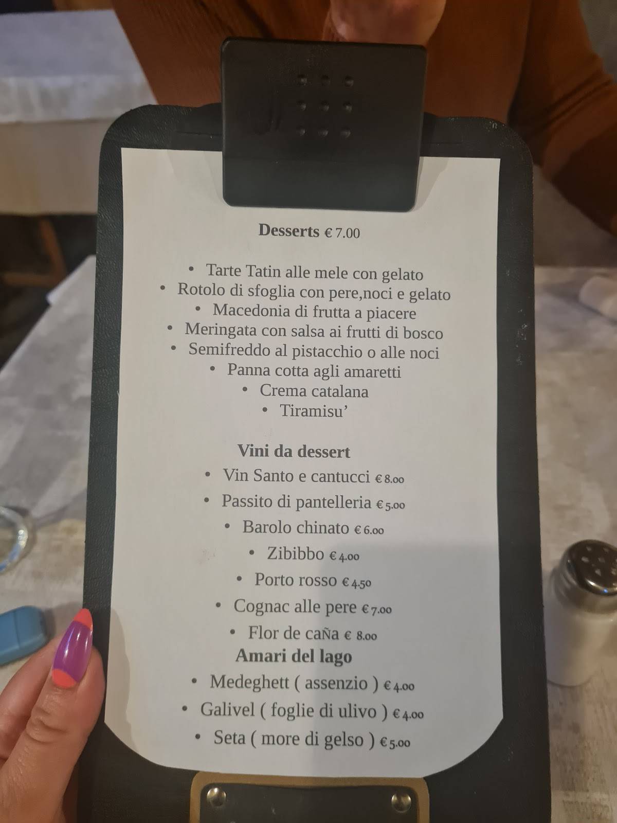 Menu di Trattoria della Vigna 
