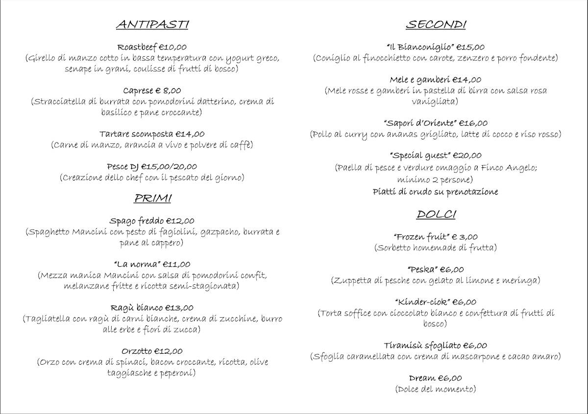 Menu di Tre Scalini Ristorante e Bistrot 