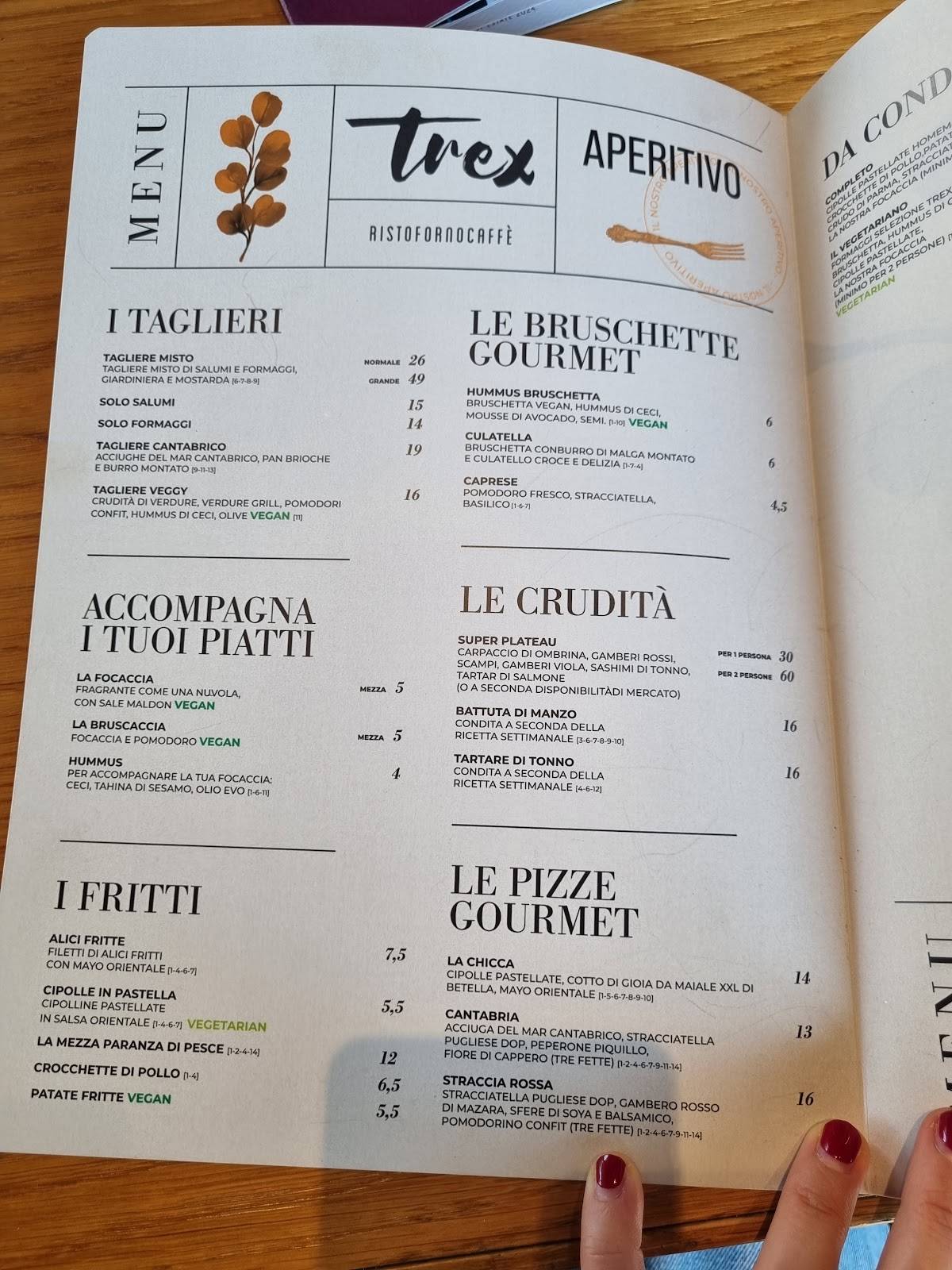 Menu di Trex Ristoforno caffè 