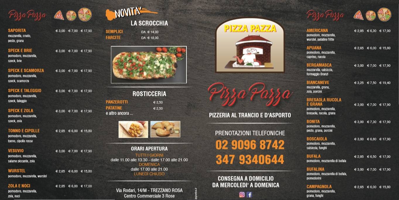 Menu di Pizza Pazza 