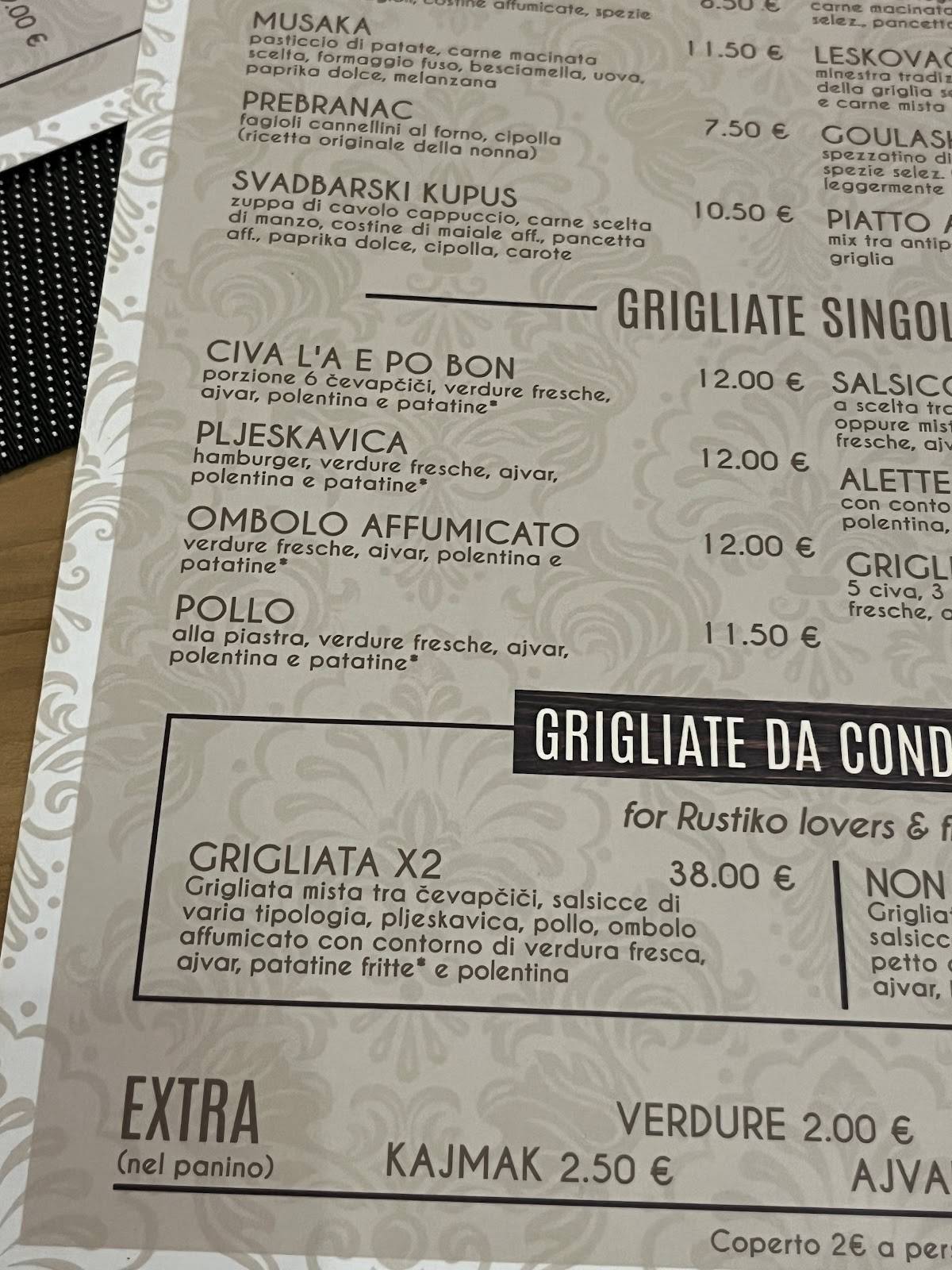 Menu di Trattoria Rustico 