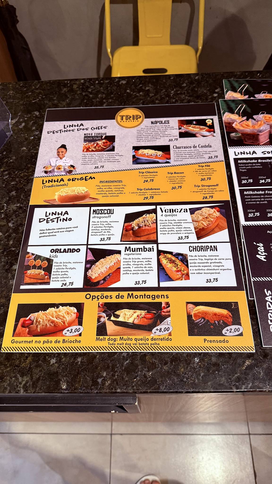 Trip Dogueria São José cardápio