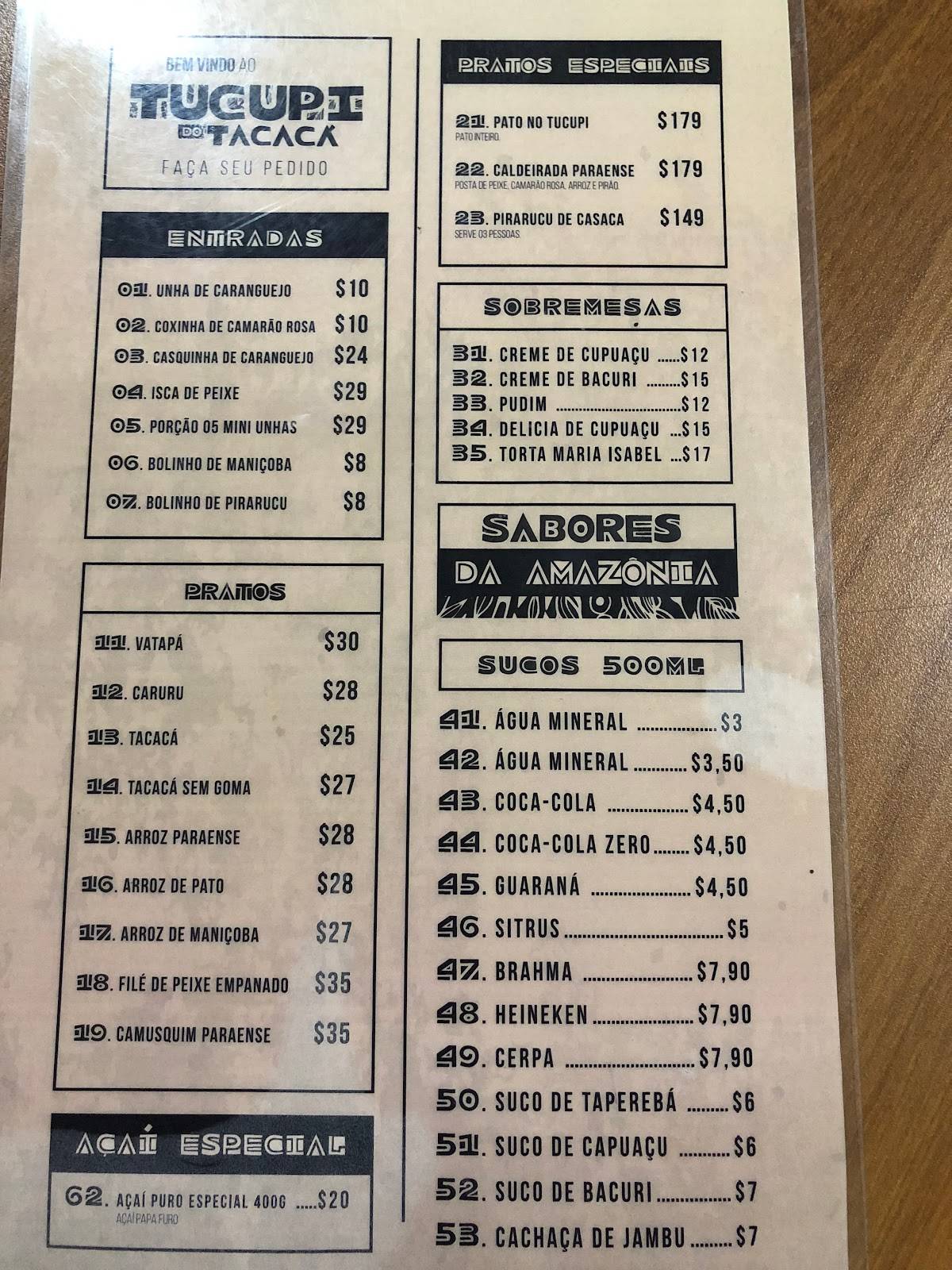 Menu Em Tucupi Do Tacac Restaurante Bras Lia