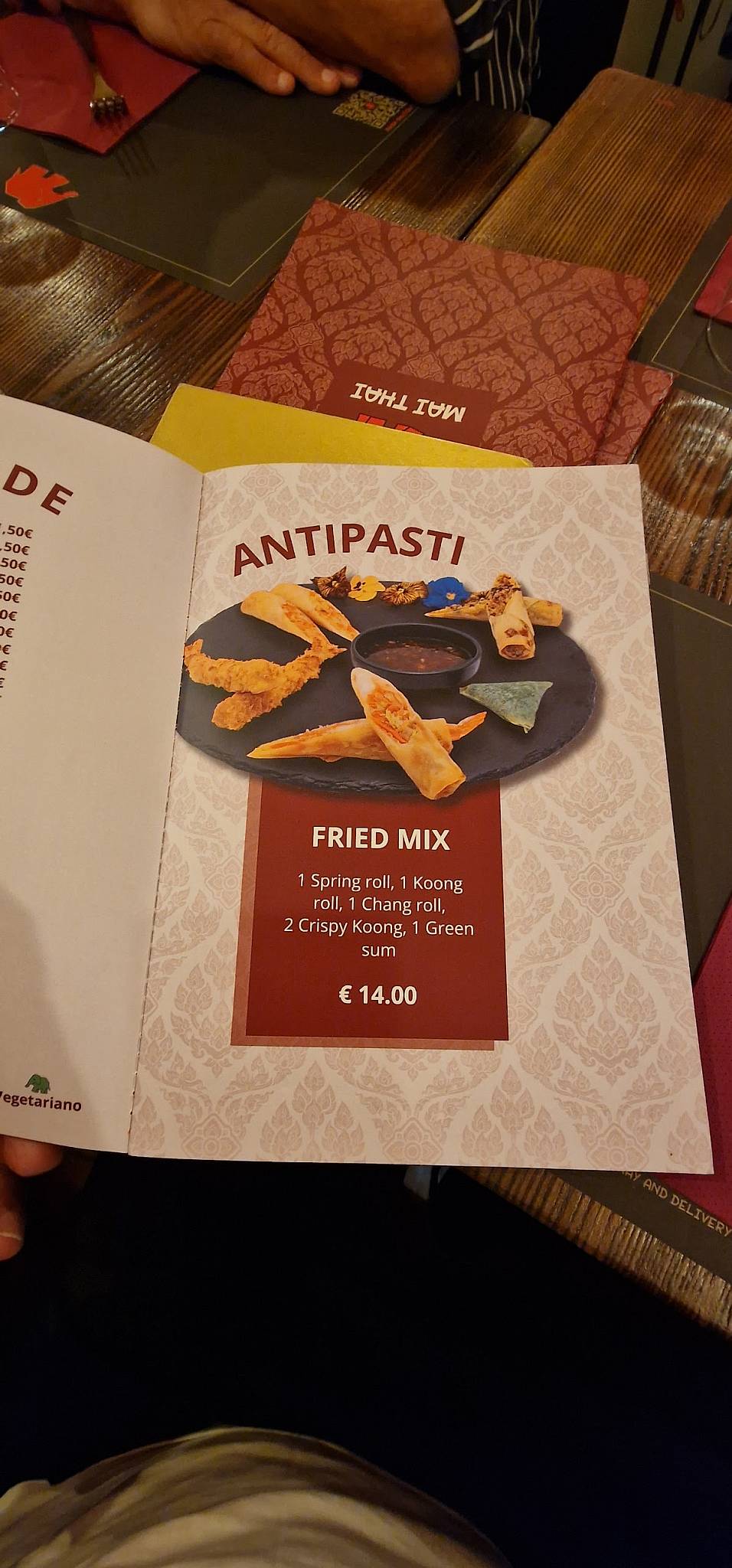 Menu de Mai Thai