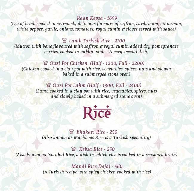 Turkey Central menu