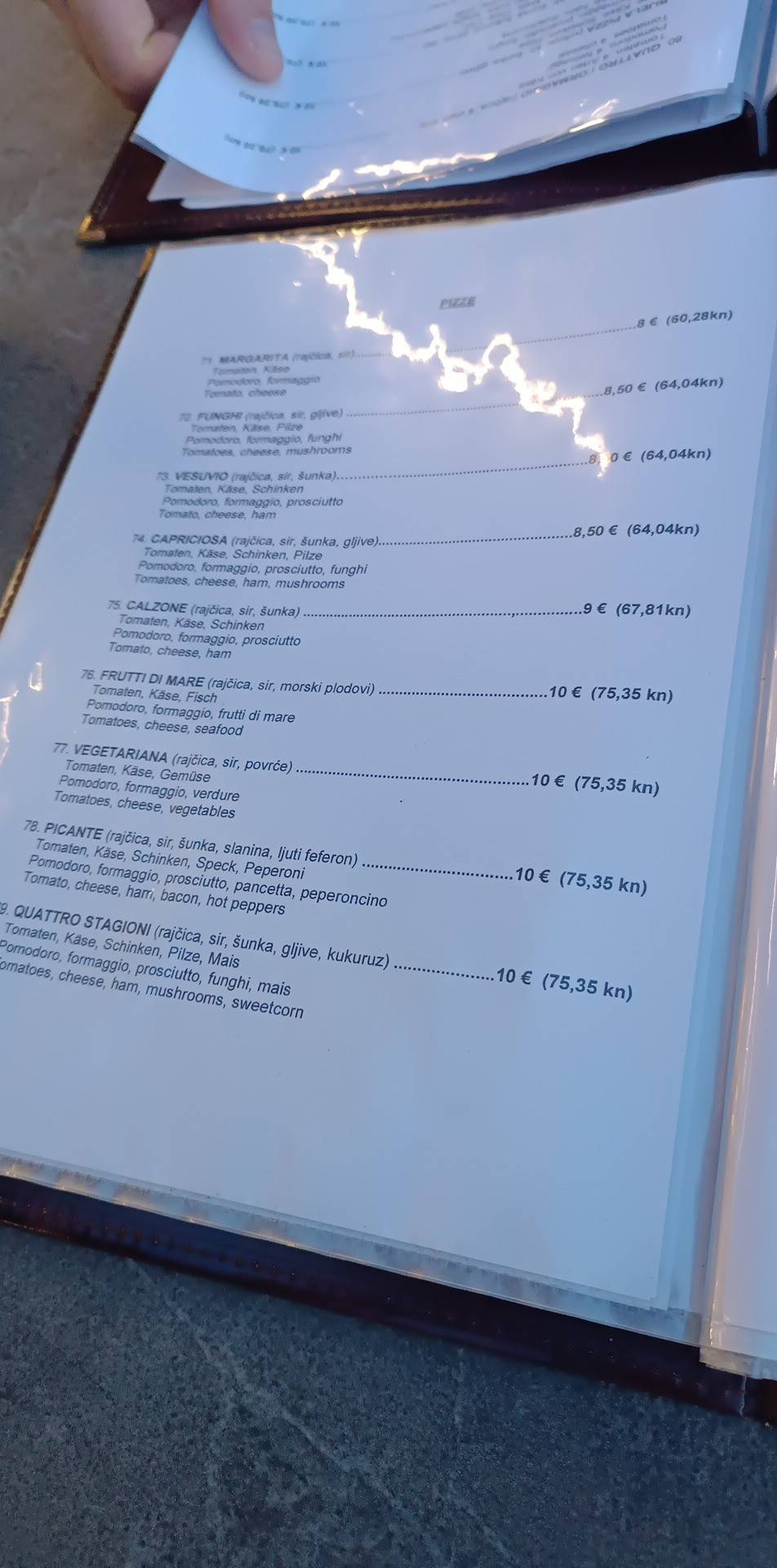 Menu di U. O. “Stara Pošta” Novi Vinodolski 