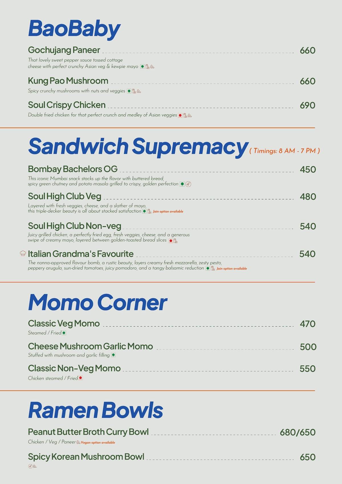 Soul Bistro & Lounge menu