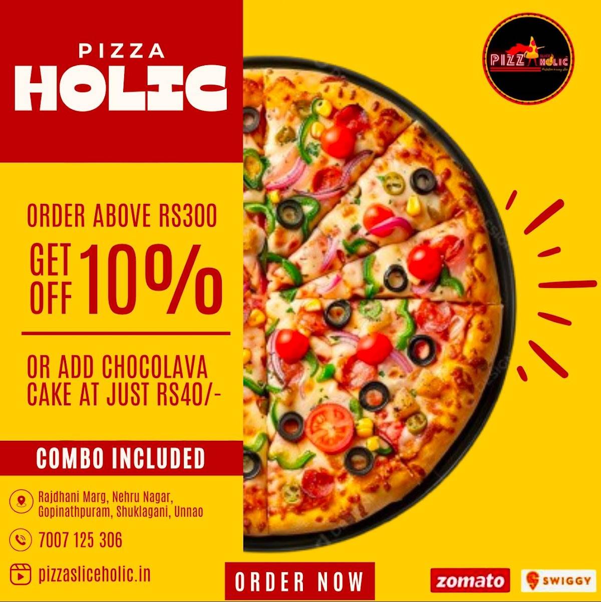 PIZZAHOLIC menu