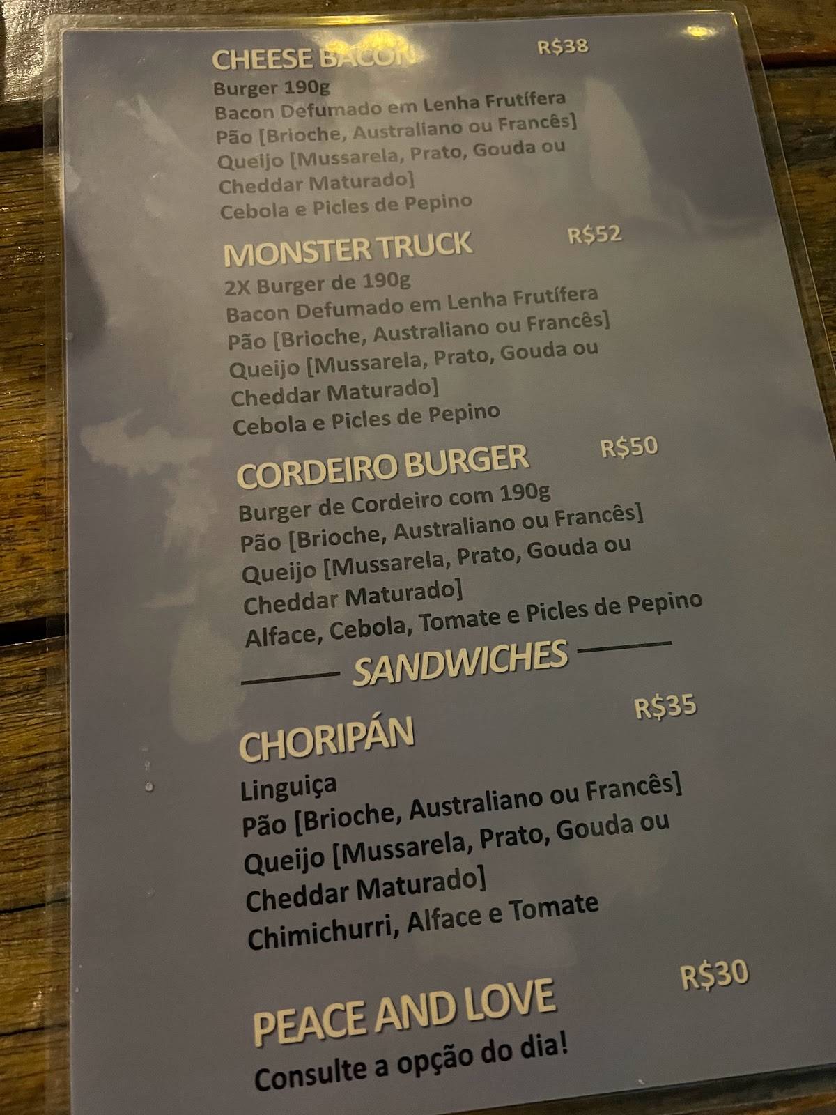 Ursulão Burger cardápio