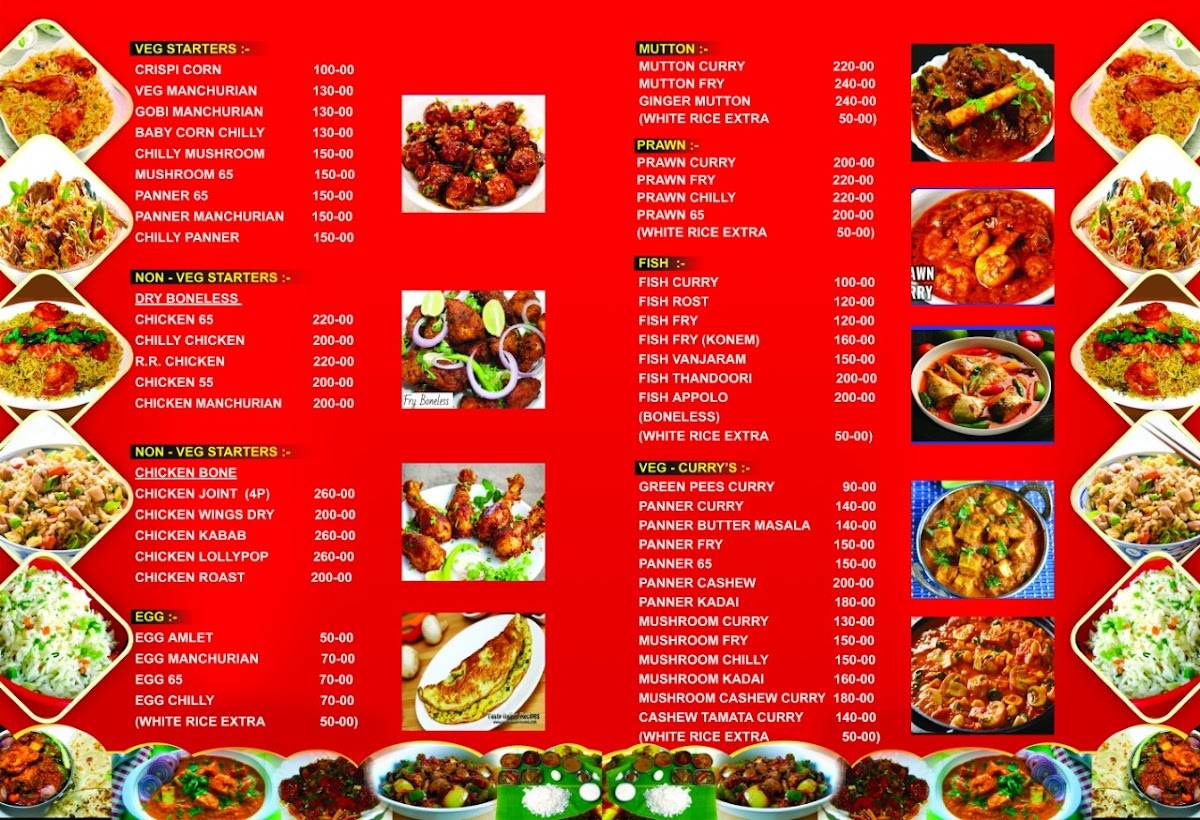 Urvasi Restaurant menu