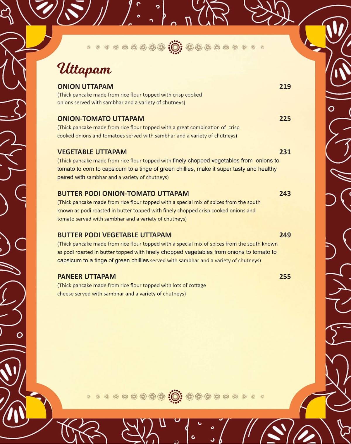 VYANJANAM menu