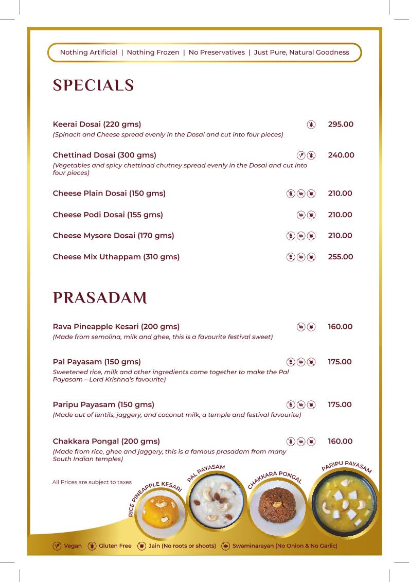 22nd Parallel menu