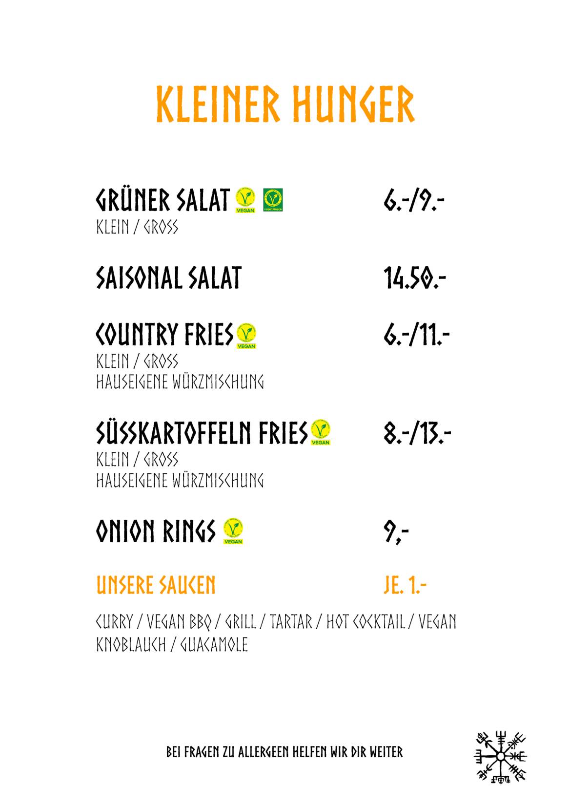 Menu di Valhalla Bar Basel 