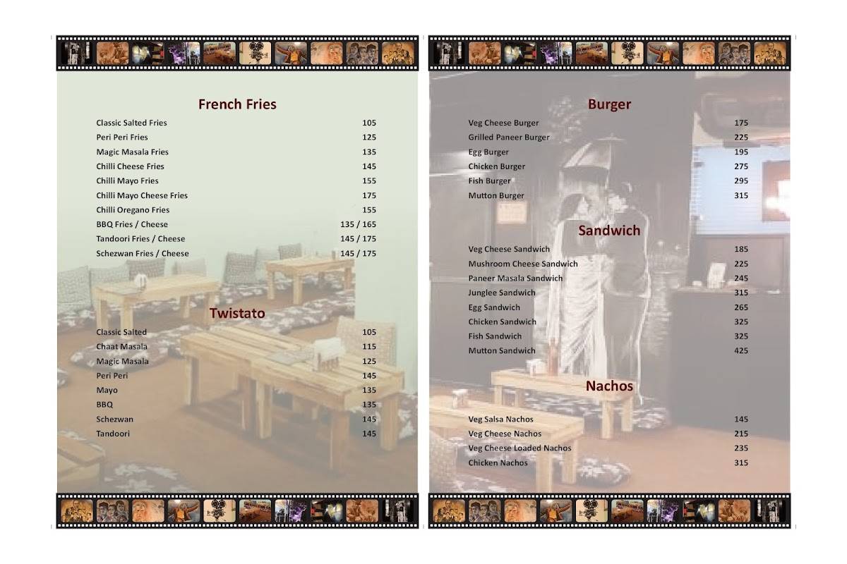 The Garage Kitchen menu