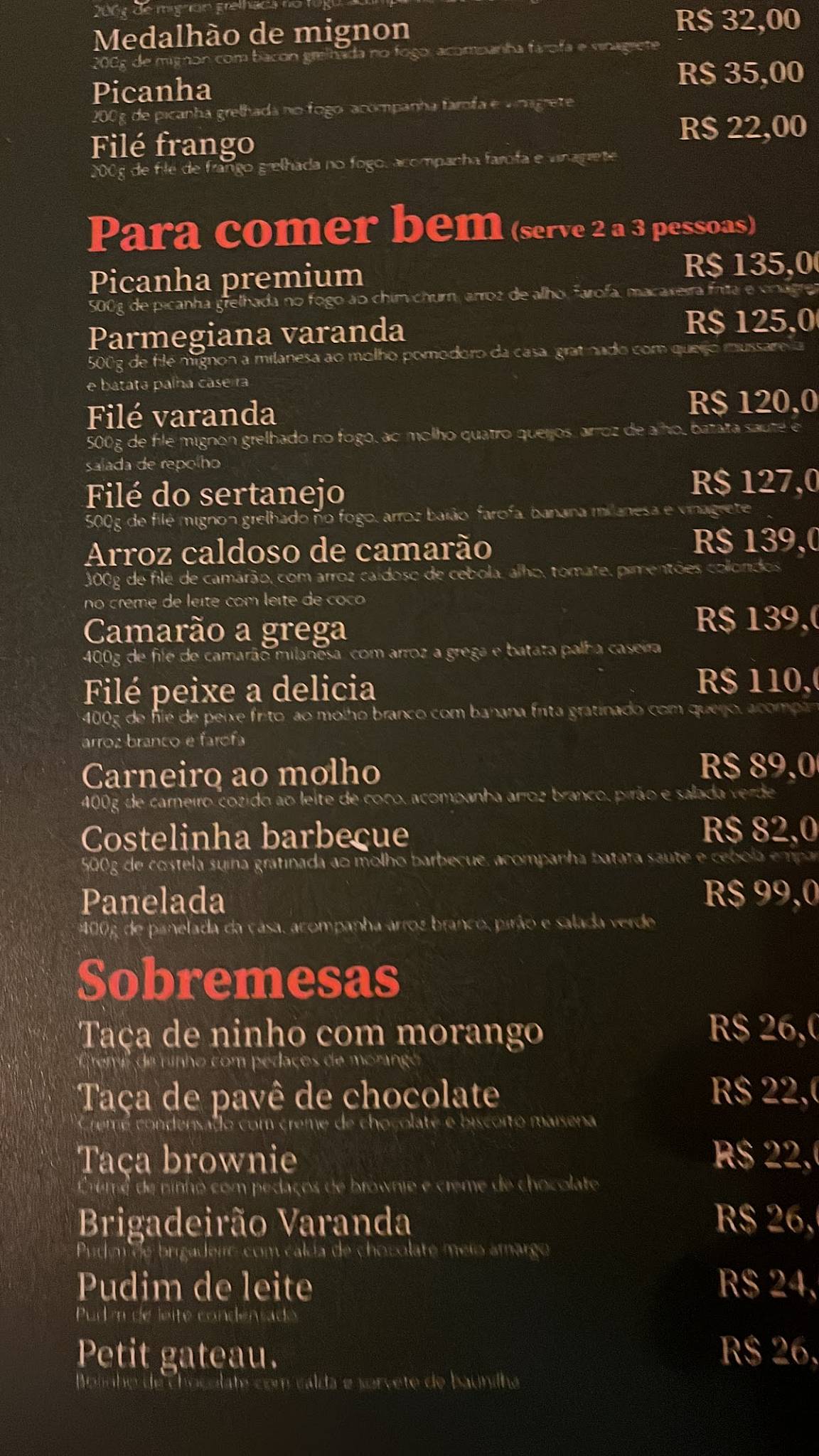Varanda Boteco cardápio